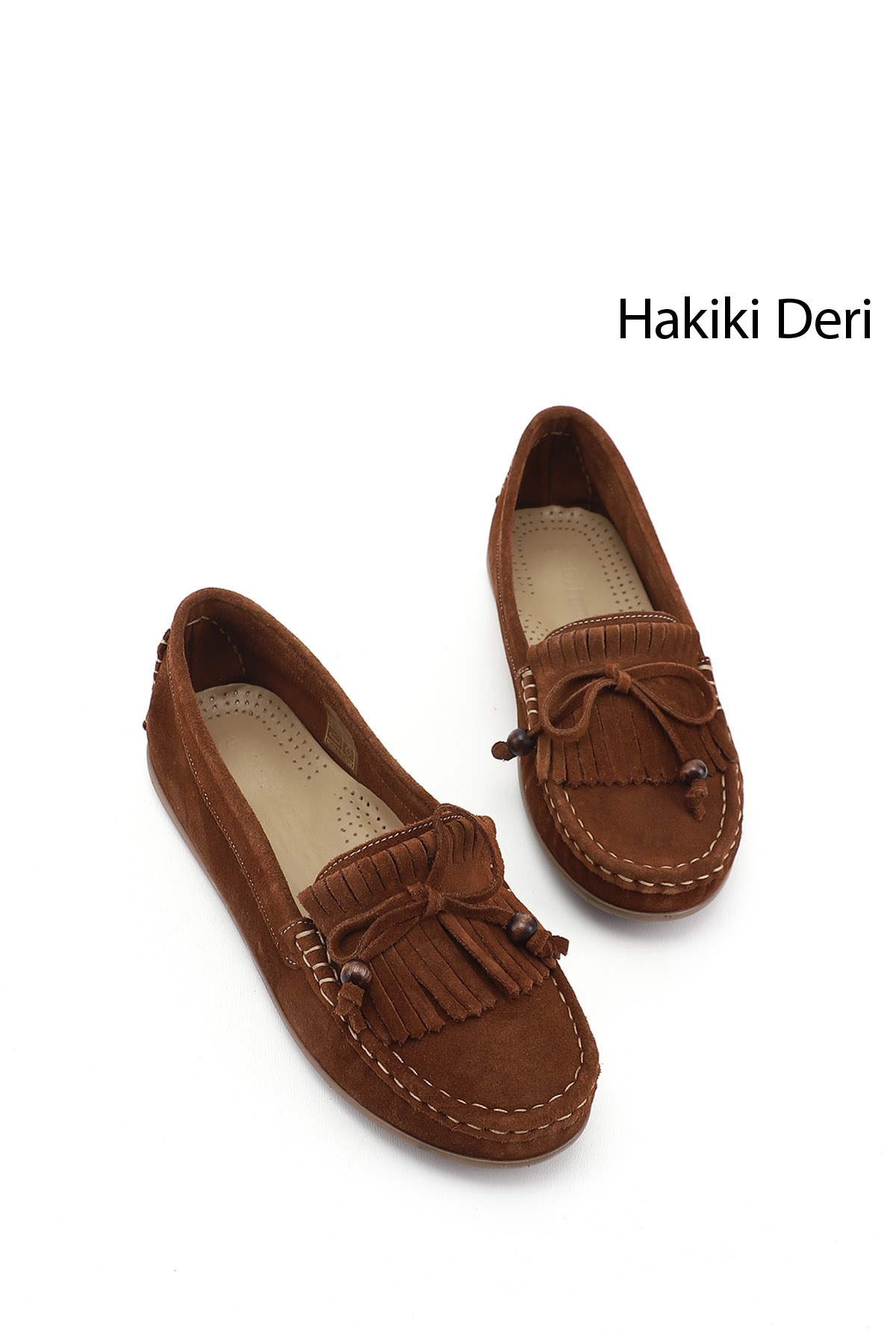 GÖNDERİ(R) Kadın KAHVERENGİ-TABA Fiyonklu Hakiki Deri Comfort Loafer