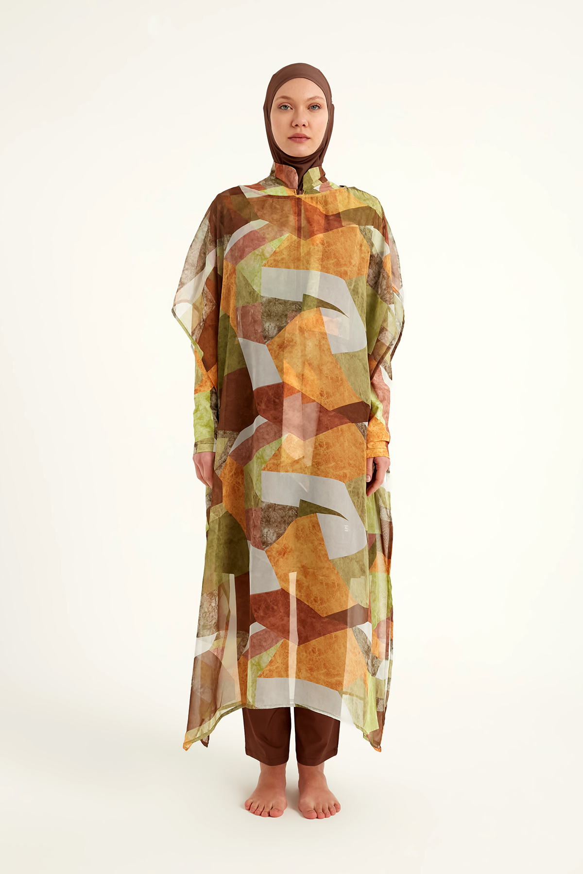 Marina Renkli Desenli İpeksi Kimono Pareo P2513-1 görsel 5