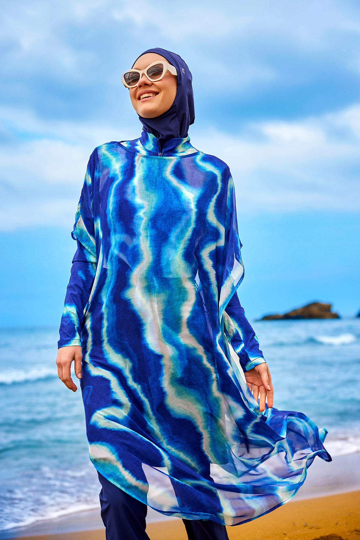 Marina Lacivert Pareo Kaftan P2513-2