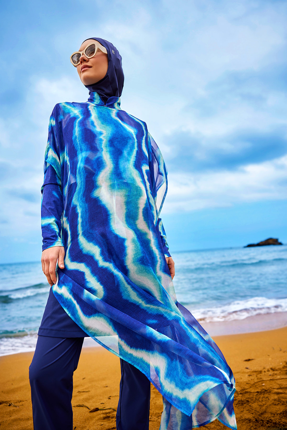 Marina Lacivert Pareo Kaftan P2513-2 görsel 3