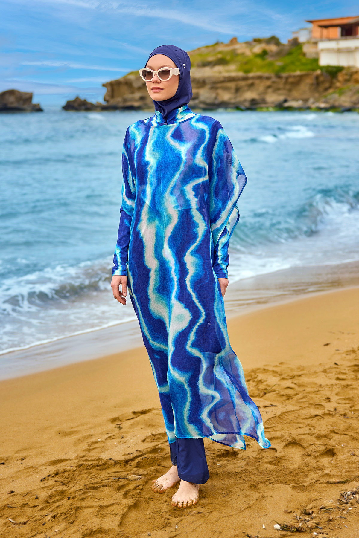 Marina Lacivert Pareo Kaftan P2513-2 görsel 4