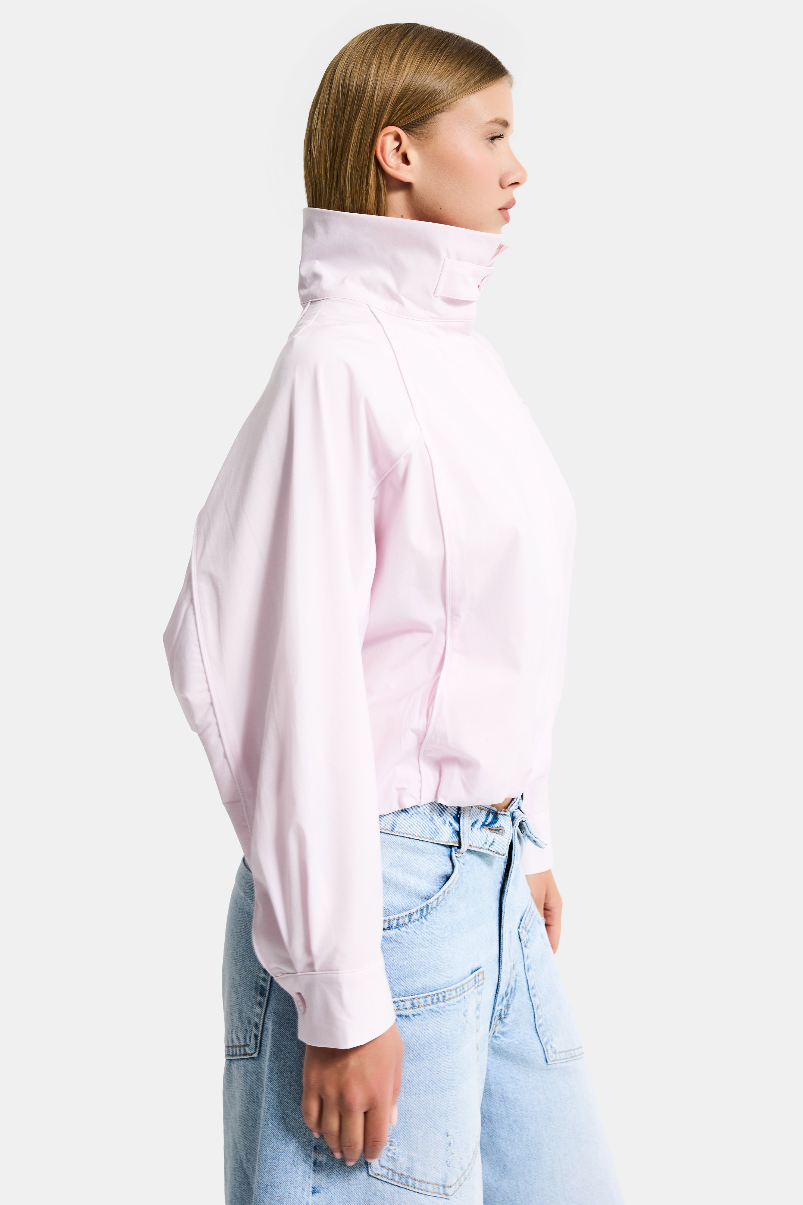 It's Basic kadın Pembe Renk w5 Oversize Özel Organik Kumaş Tasarım Gömlek Ceket görsel 6