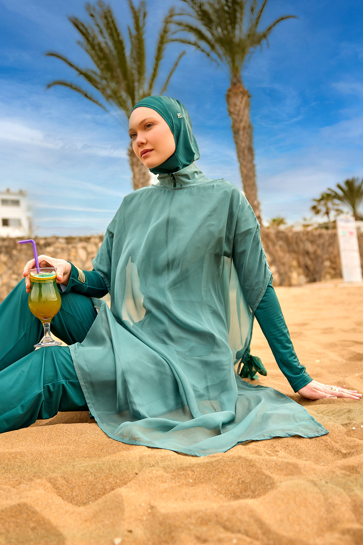 Marina Açık Yeşil Kimono Kaftan P2516-1