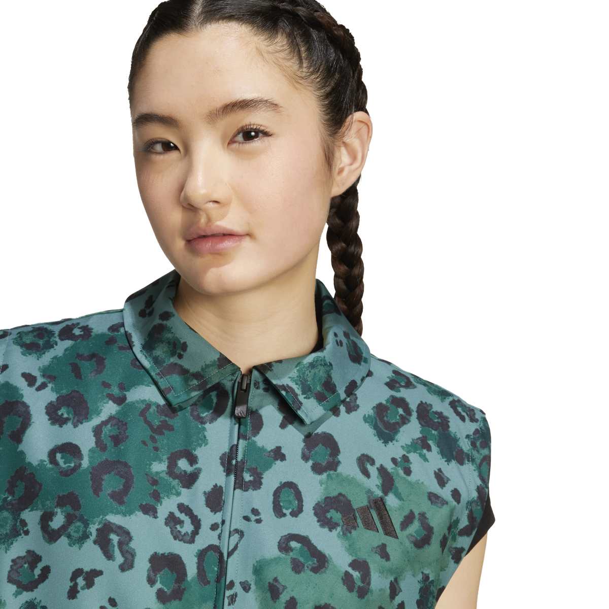 Adidas Yelek All Over Print Kadın Yeşil Klasik Yaka Yelek görsel 4