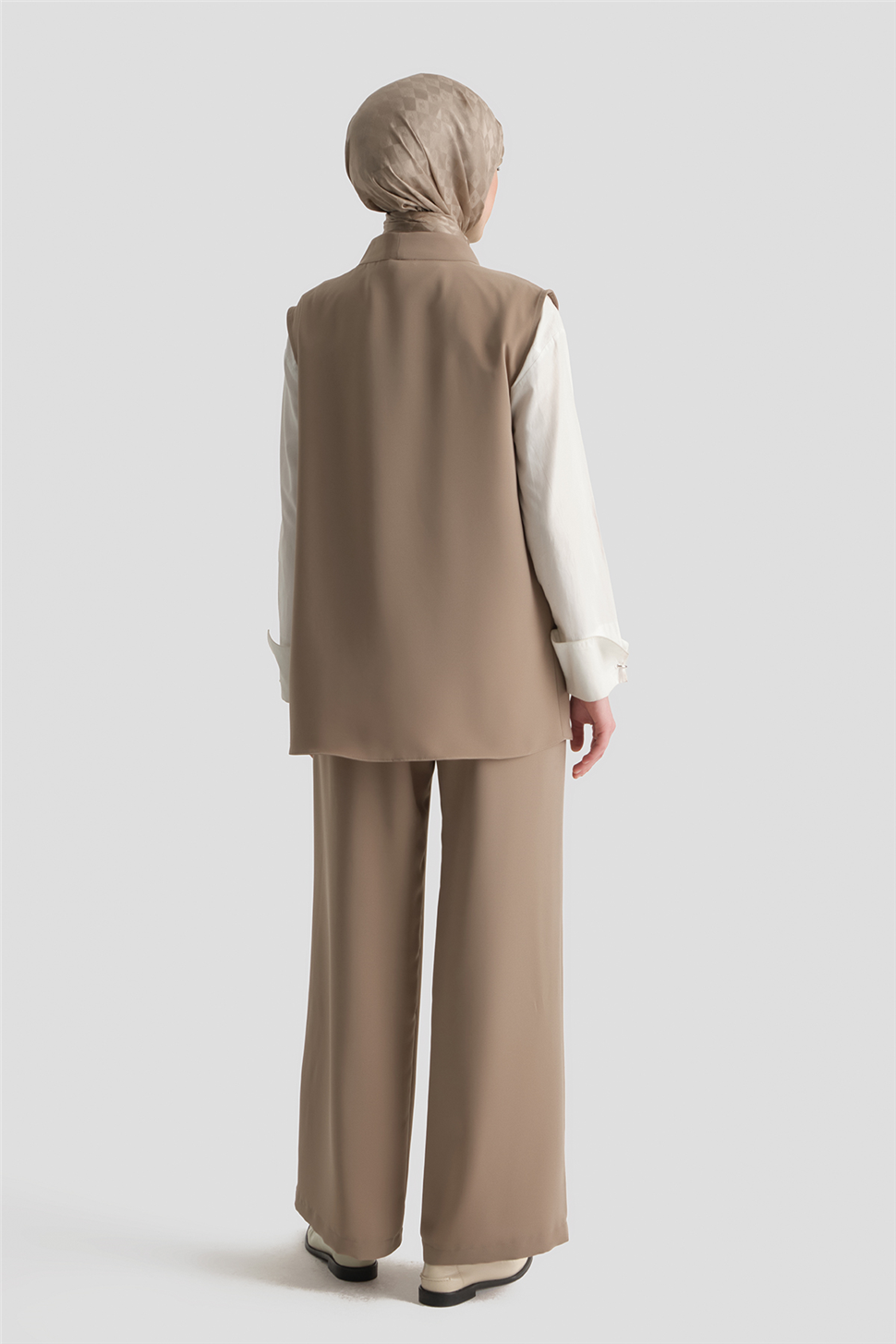 ARMİNE Düğmeli Oversize Yelek Vizon görsel 5