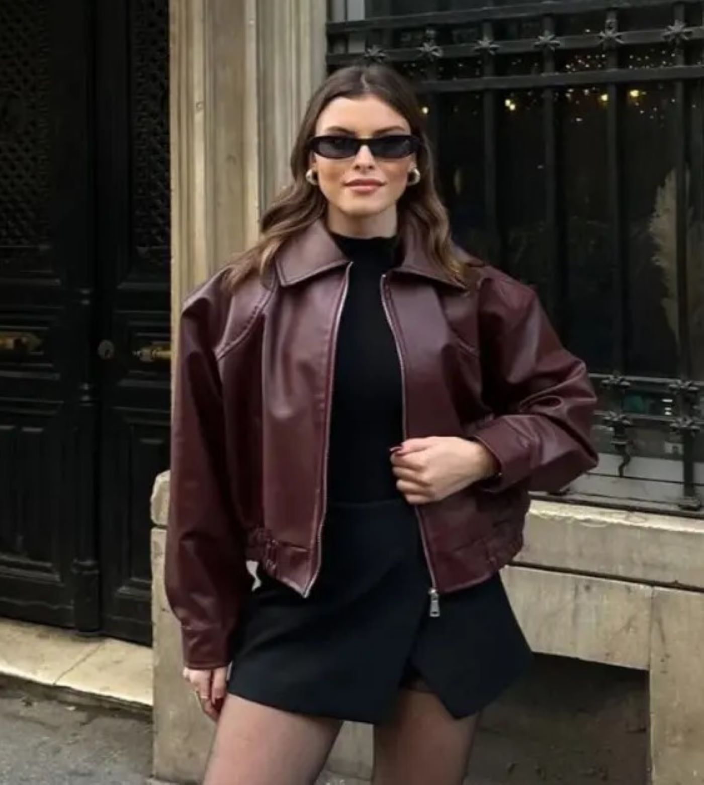 ginger love Yeni Sezon Kadın Bomber Deri Ceket Bordo