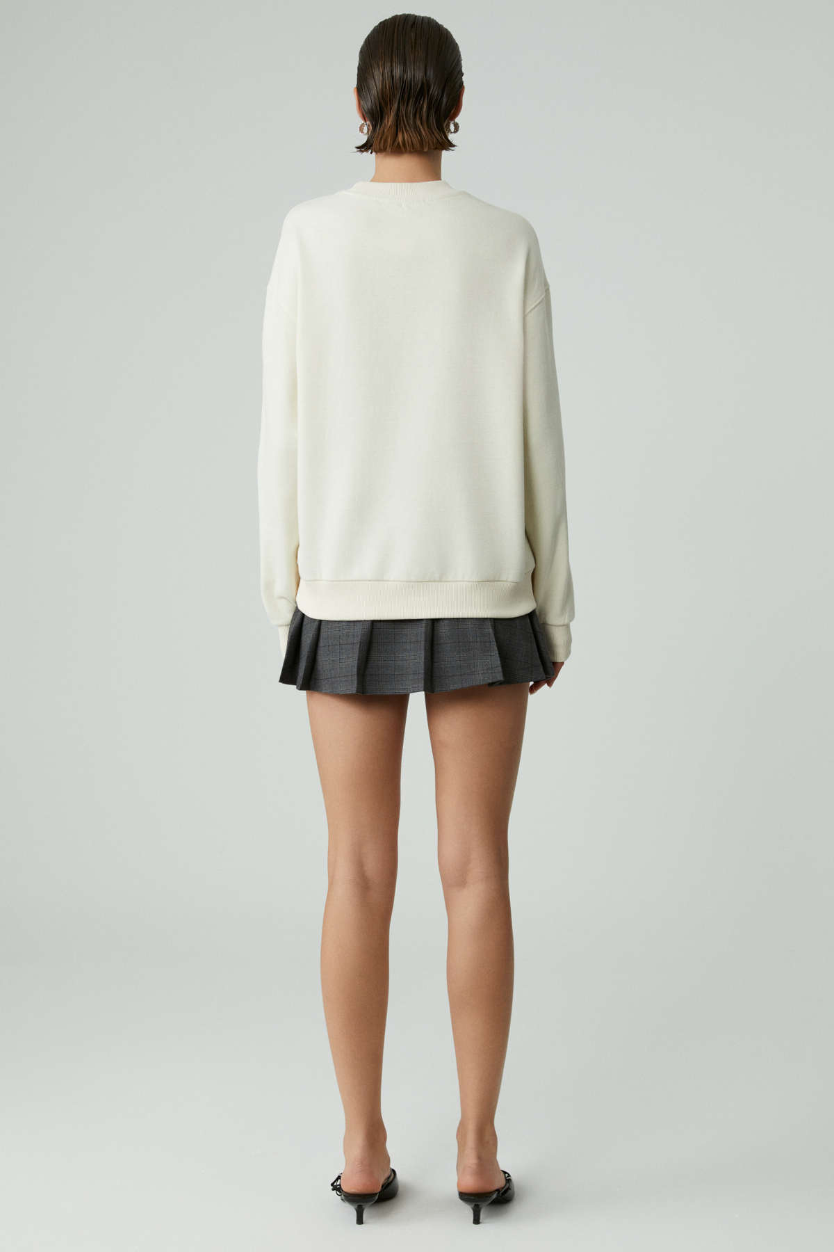 ETHIQUET MODELITA Kadın Regular Baskılı Yuvarlak Yaka Ekru Sweatshirt EKRU Sweatshirt görsel 6