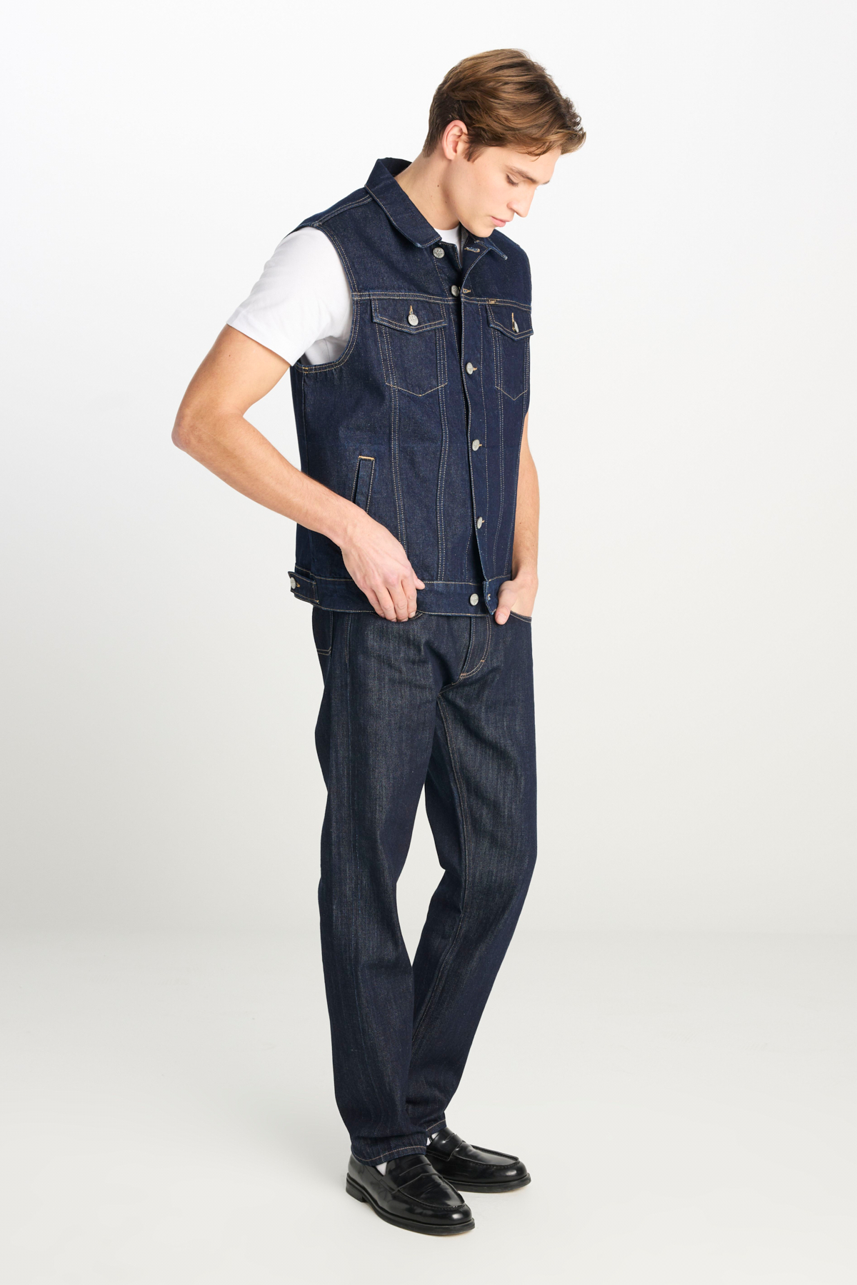 Lee %100 Pamuk Relaxed Fit Lacivert Denim Yelek görsel 3