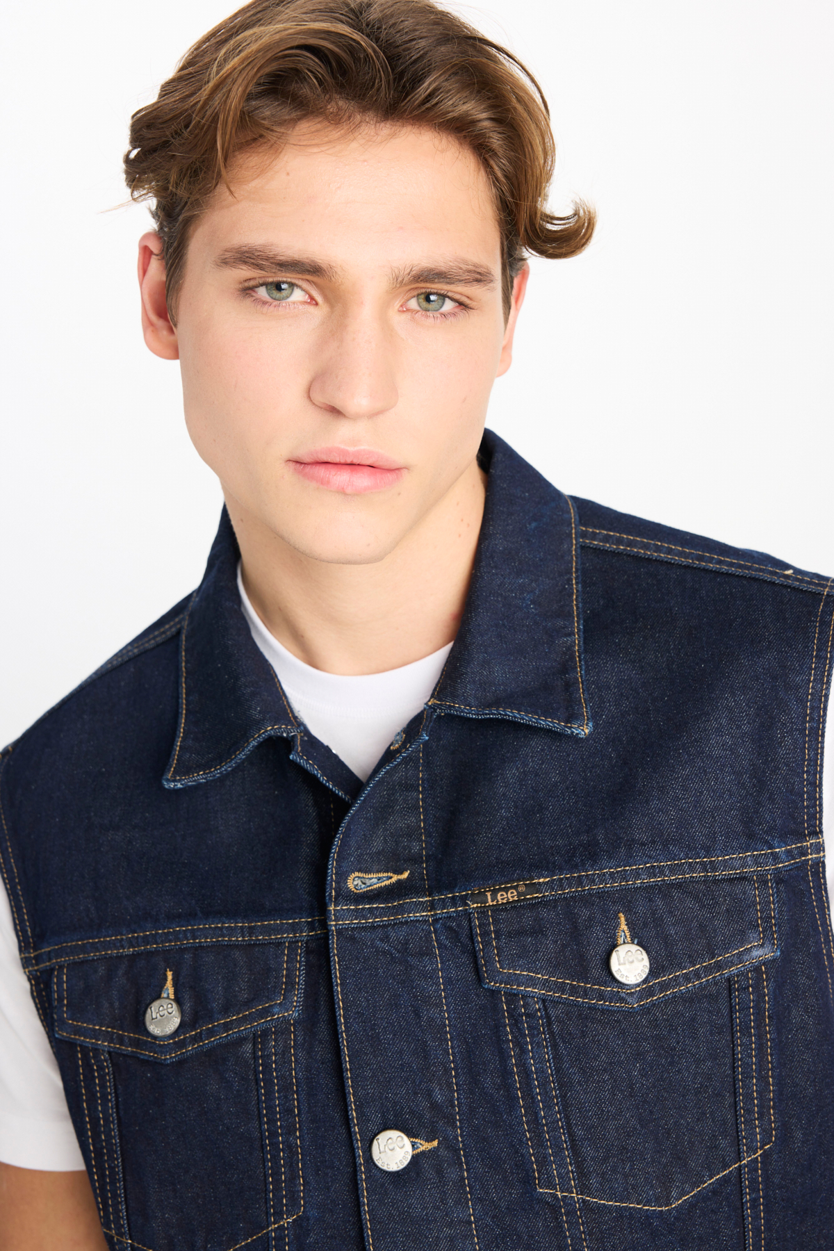 Lee %100 Pamuk Relaxed Fit Lacivert Denim Yelek görsel 4