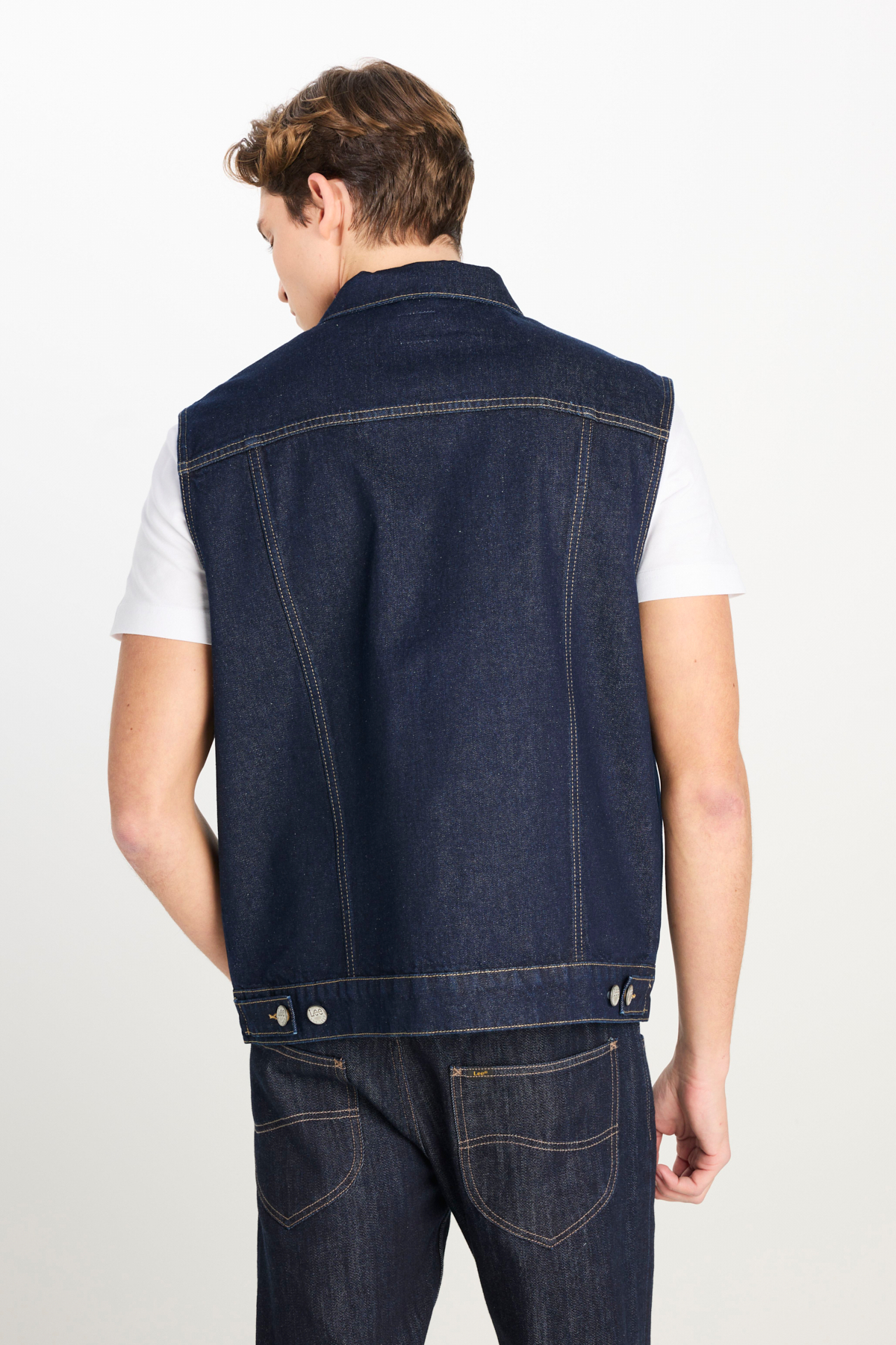 Lee %100 Pamuk Relaxed Fit Lacivert Denim Yelek görsel 5