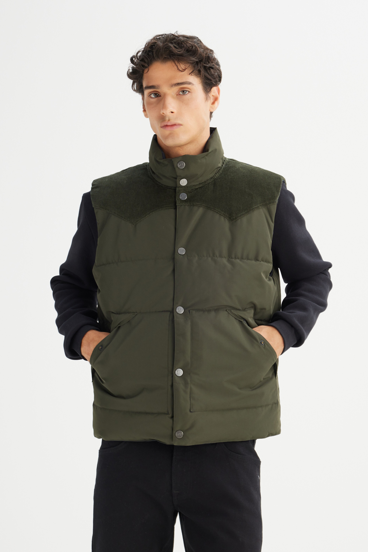 Lee Regular Fit Normal Kesim Çift Kullanımlı Haki Şişme Yelek görsel 3