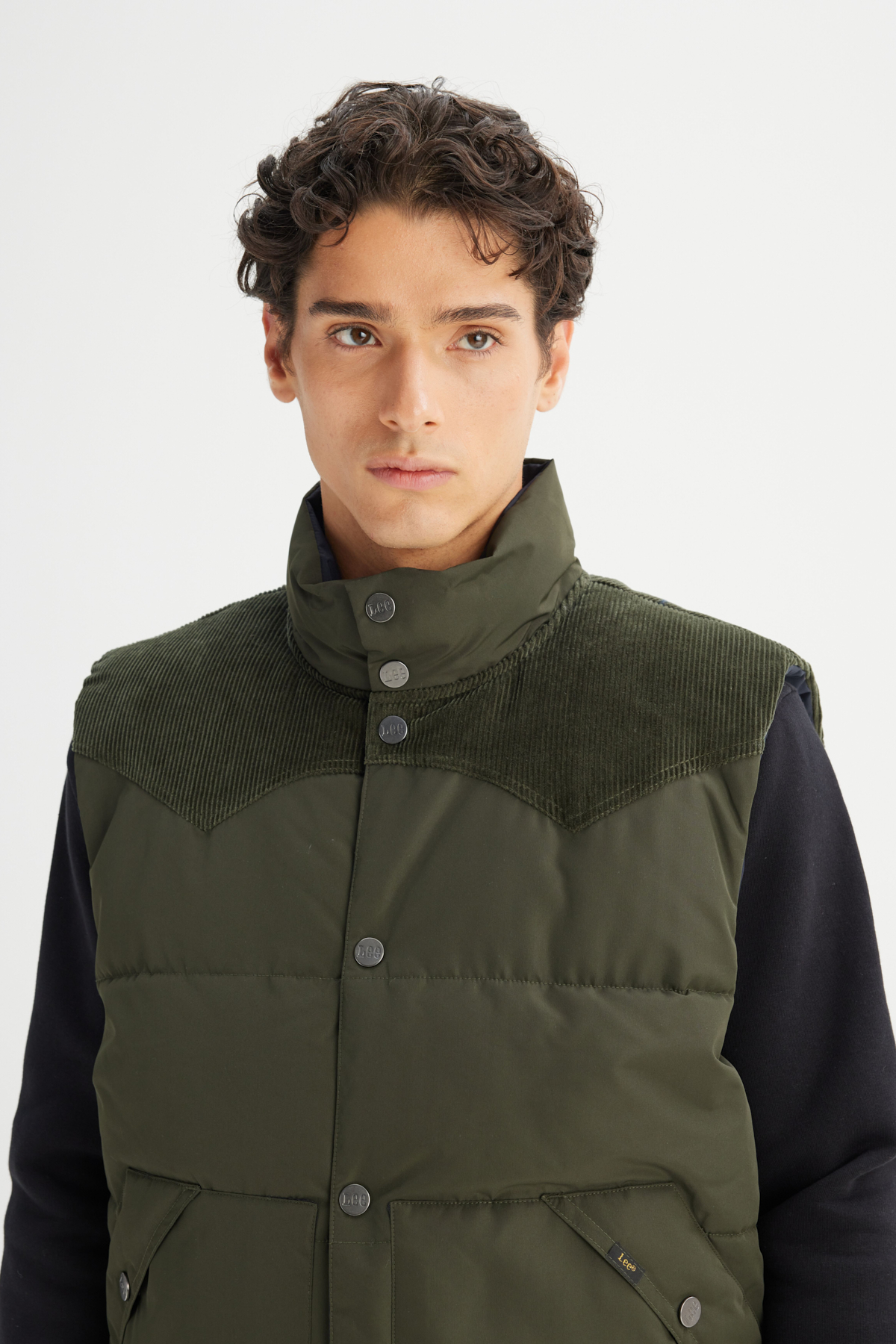 Lee Regular Fit Normal Kesim Çift Kullanımlı Haki Şişme Yelek görsel 4