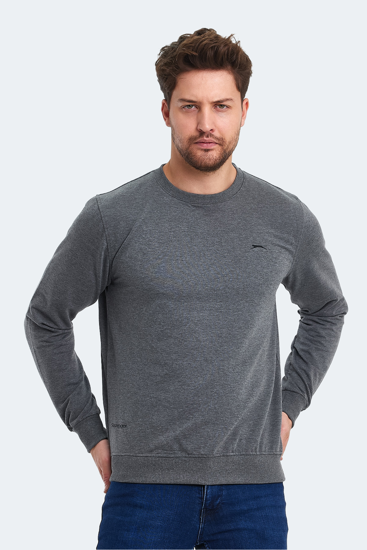 SLAZENGER ORVAR IN Erkek Sweatshirt Koyu Gri görsel 3