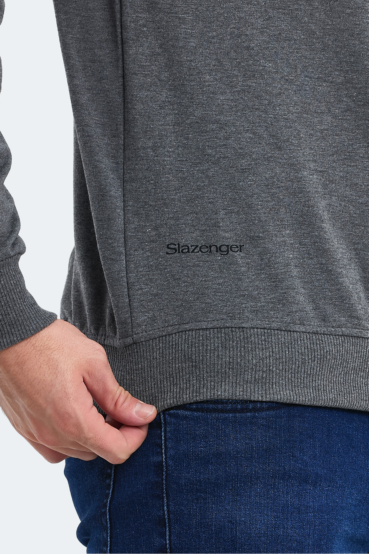 SLAZENGER ORVAR IN Erkek Sweatshirt Koyu Gri görsel 5