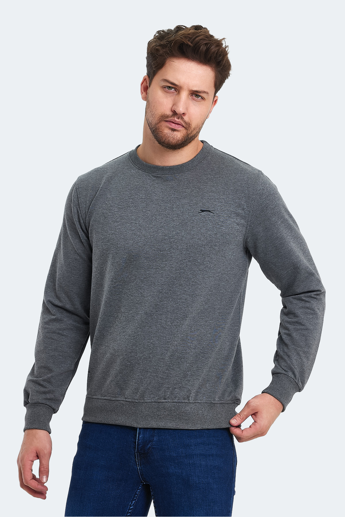 SLAZENGER ORVAR IN Erkek Sweatshirt Koyu Gri görsel 6