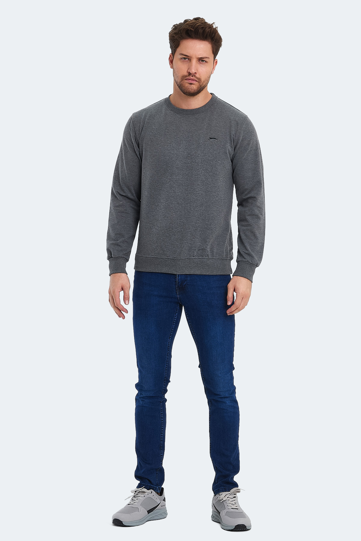 SLAZENGER ORVAR IN Erkek Sweatshirt Koyu Gri görsel 7