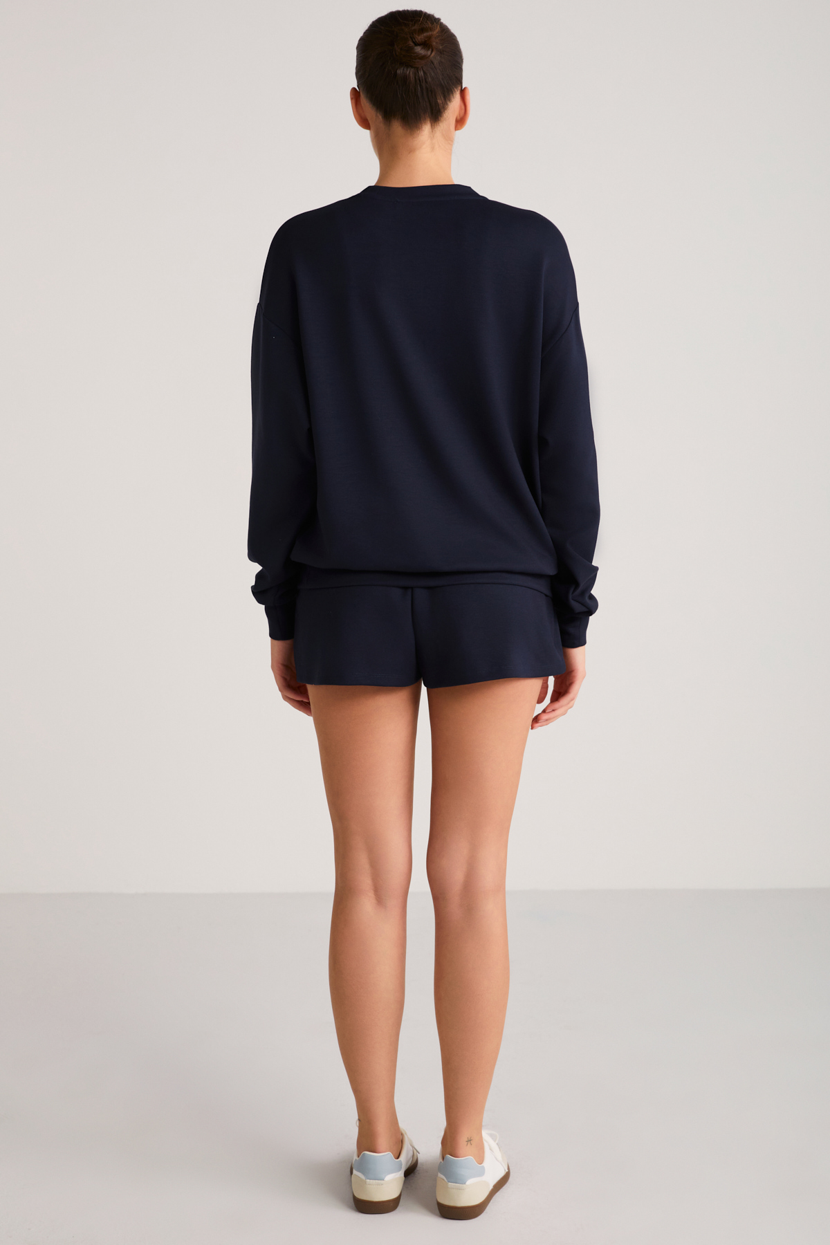 ETHIQUET MAİSİE Kadın Scuba Kumaşlı Aşırı yumuşak Yuvarlak Yakalı Oversize LACİVERT Sweatshirt görsel 6