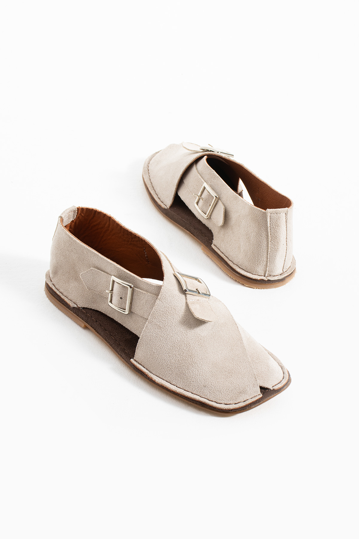 DUXAL SHOES Cooper İçi Hakiki Deri Süet Kadın Sandalet Tokalı Günlük Rahat Ayakkabı - Babet görsel 2