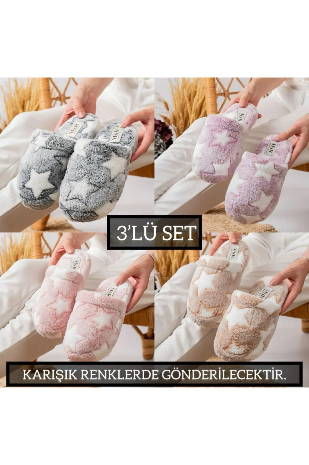 Slipcat Kadın Ev Terliği Çapraz Bantlı Misafirlik Çeyizlik Eva Taban Günlük Terlik