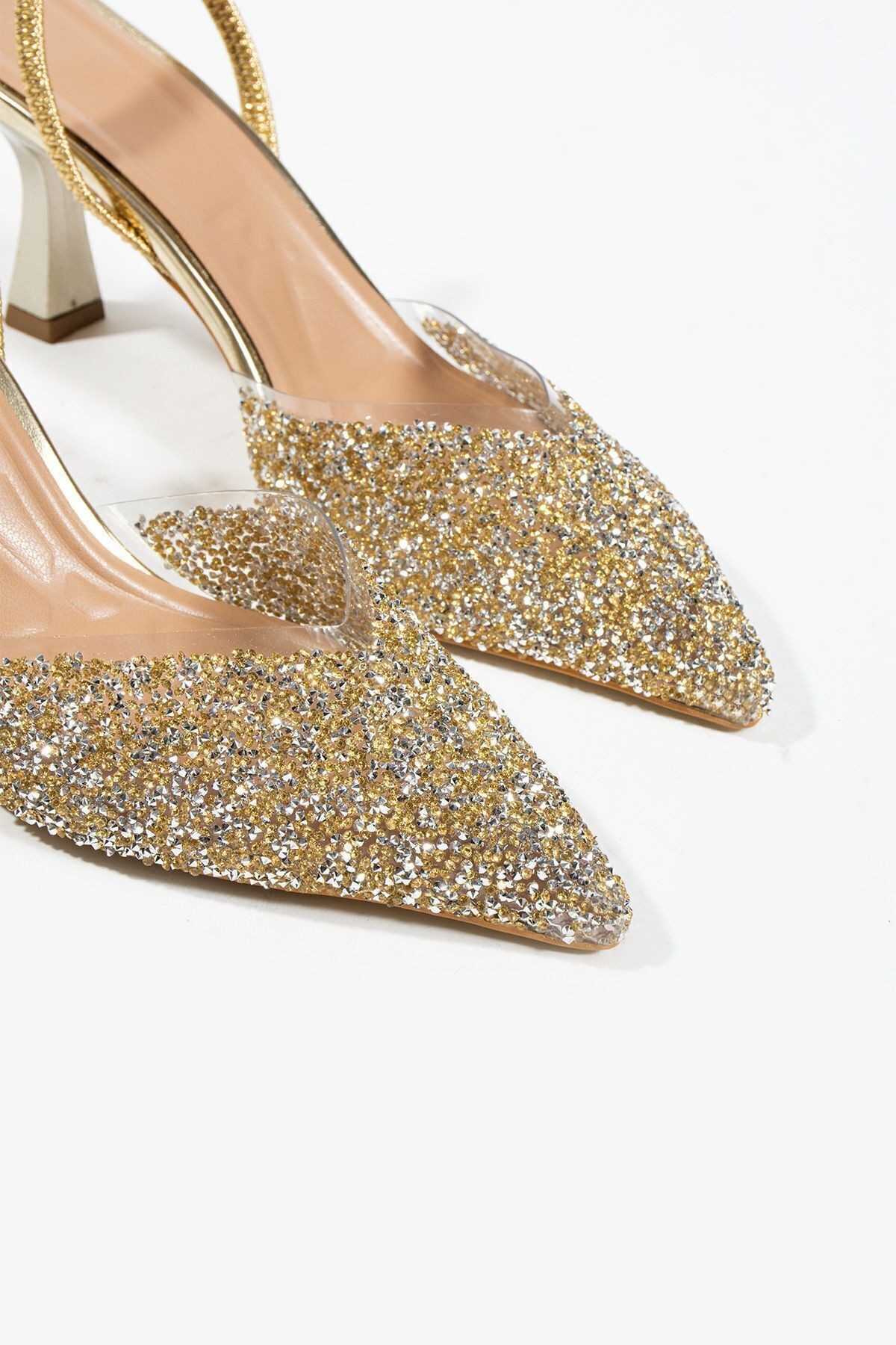 DUXAL SHOES London Cam Kırıntıları Detay Arkası Açık Topuklu Ayakkabı görsel 3