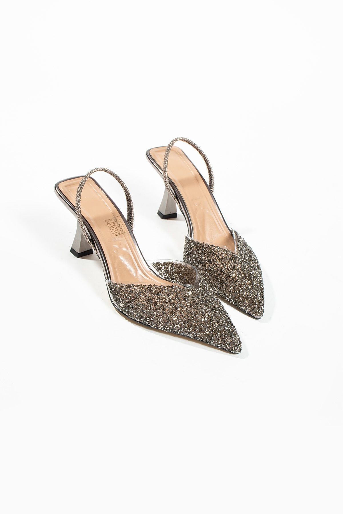 DUXAL SHOES London Cam Kırıntıları Detay Arkası Açık Topuklu Ayakkabı görsel 2