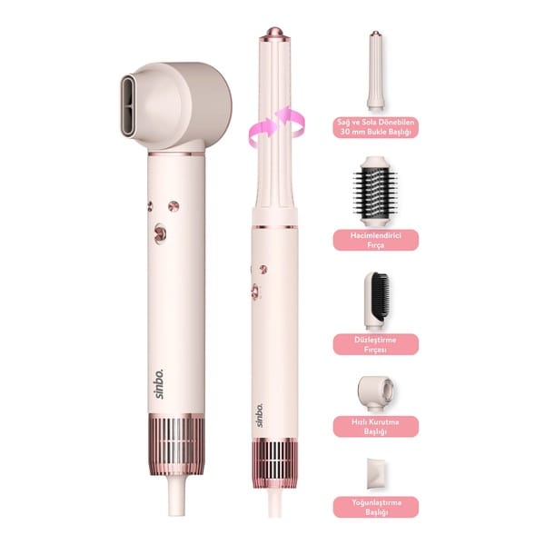 Sinbo SHD-1719 Saç Şekillendirme Seti - Pembe