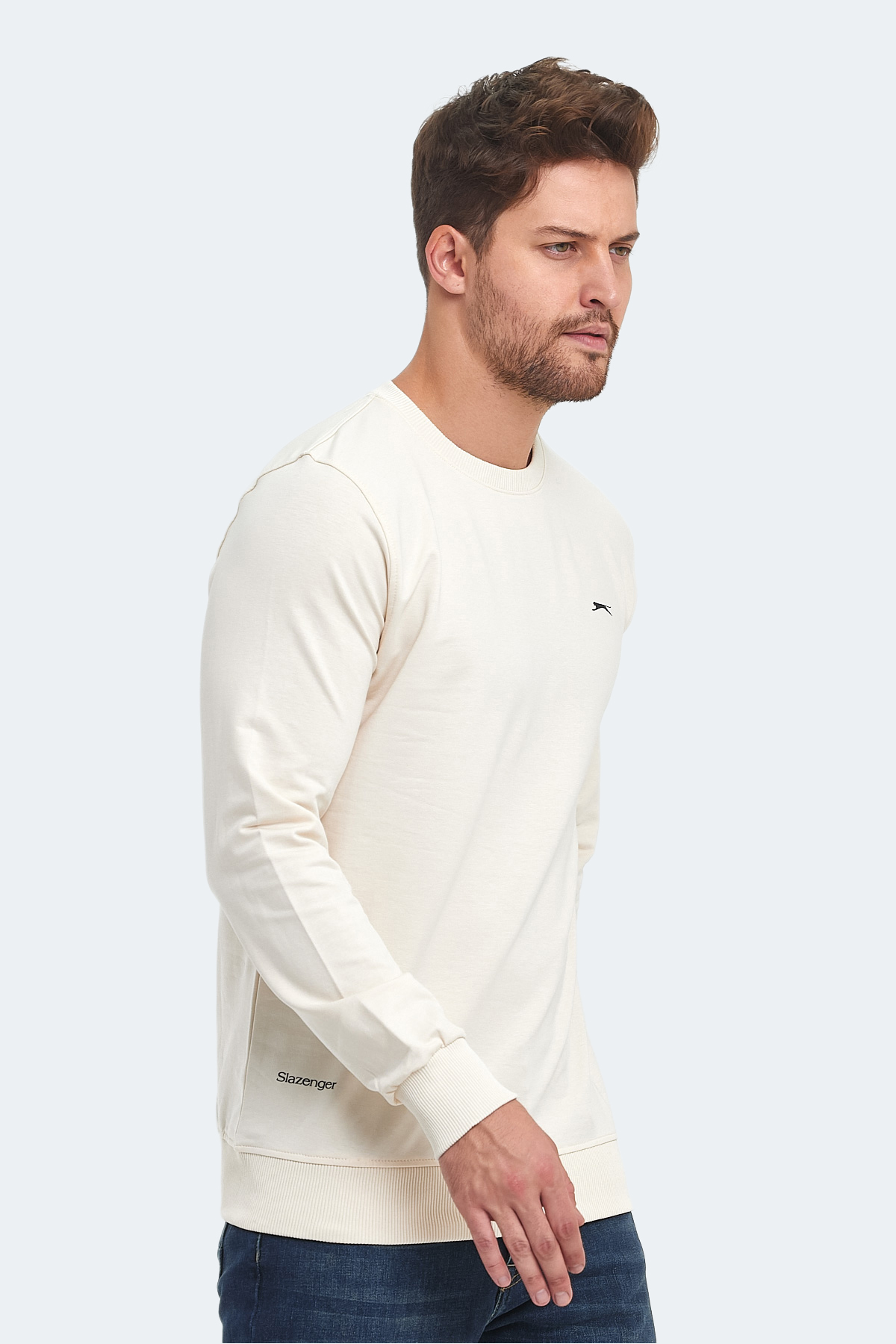 SLAZENGER ORVAR IN Erkek Sweatshirt Bej görsel 3
