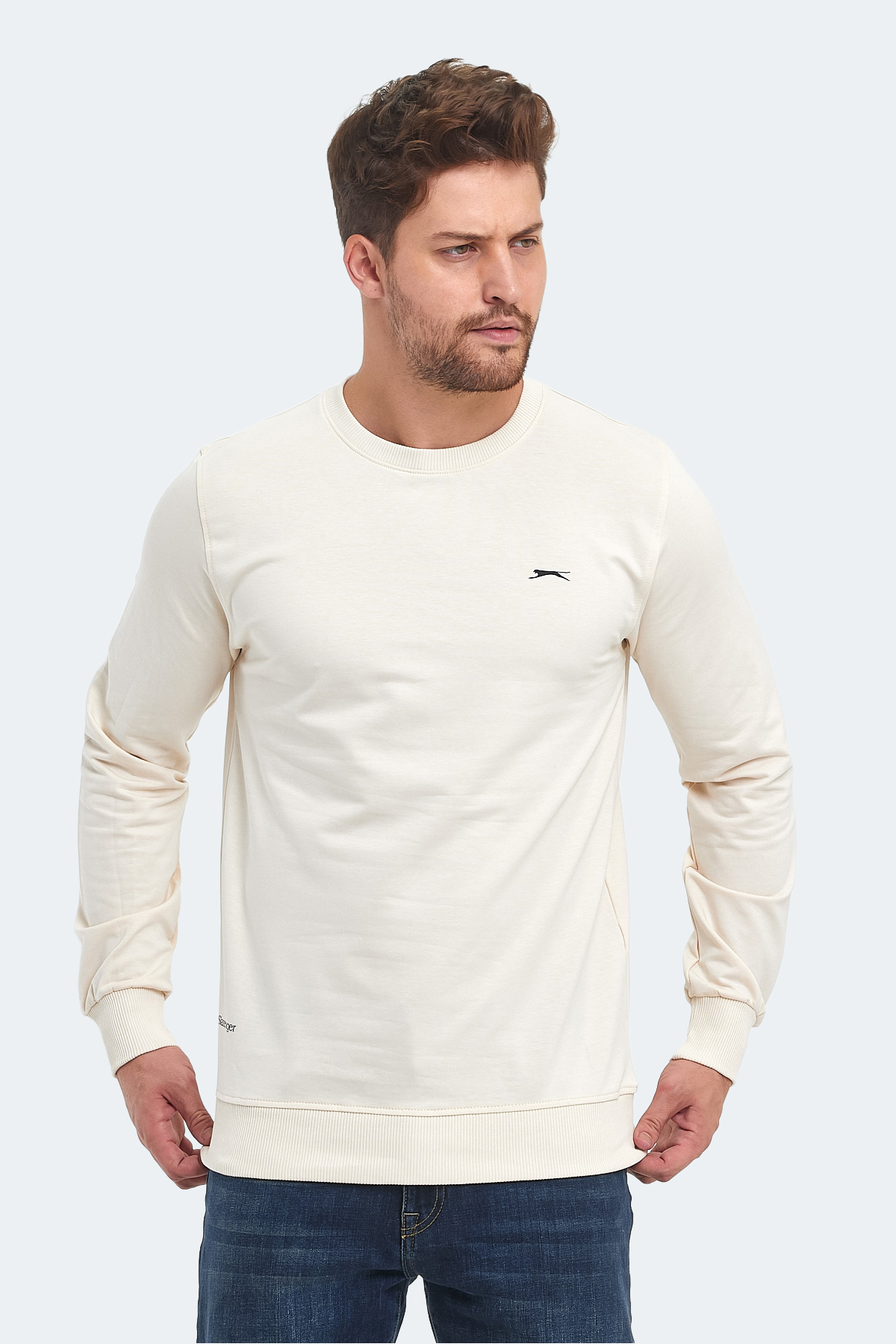 SLAZENGER ORVAR IN Erkek Sweatshirt Bej görsel 6