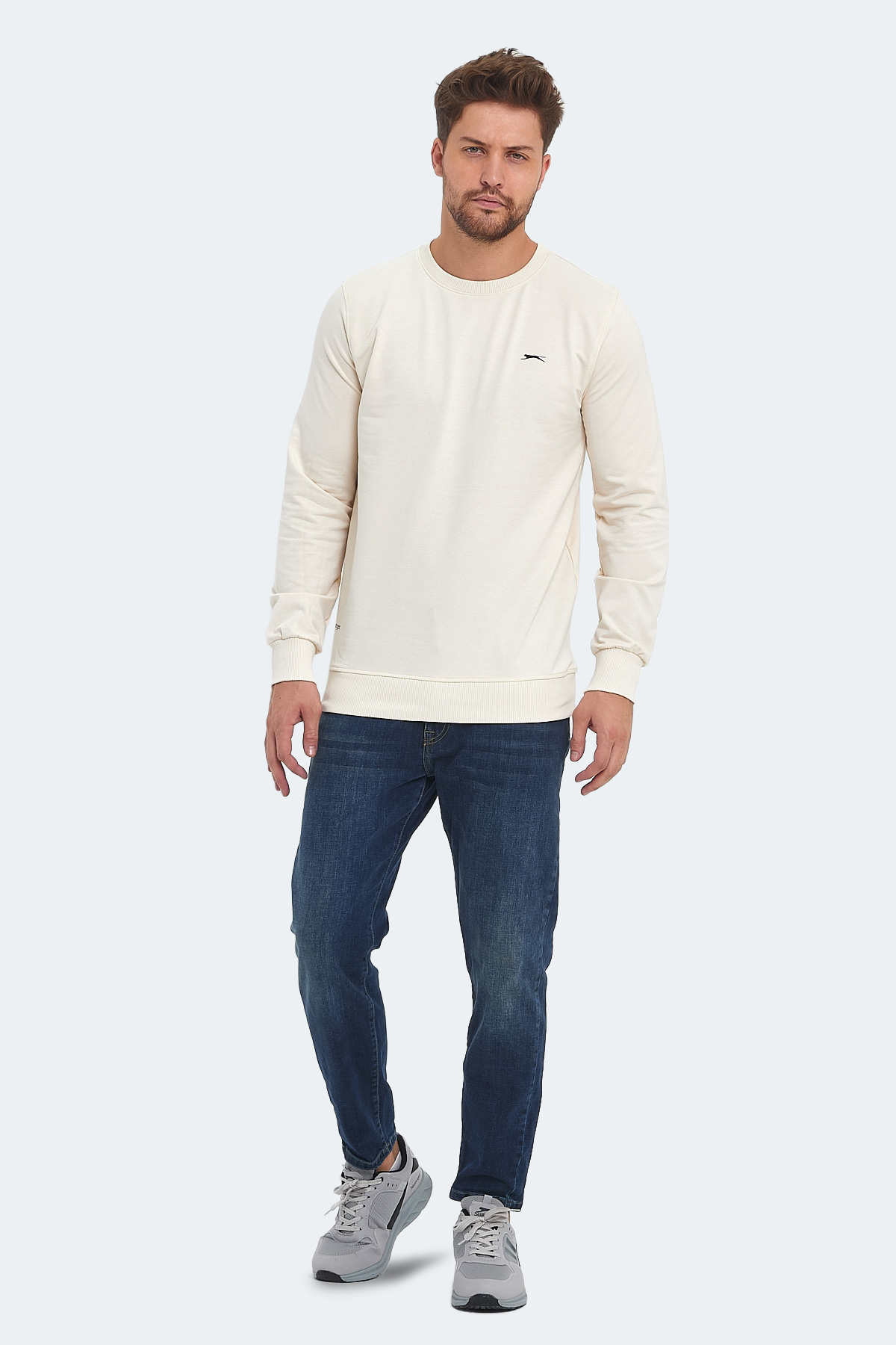 SLAZENGER ORVAR IN Erkek Sweatshirt Bej görsel 7