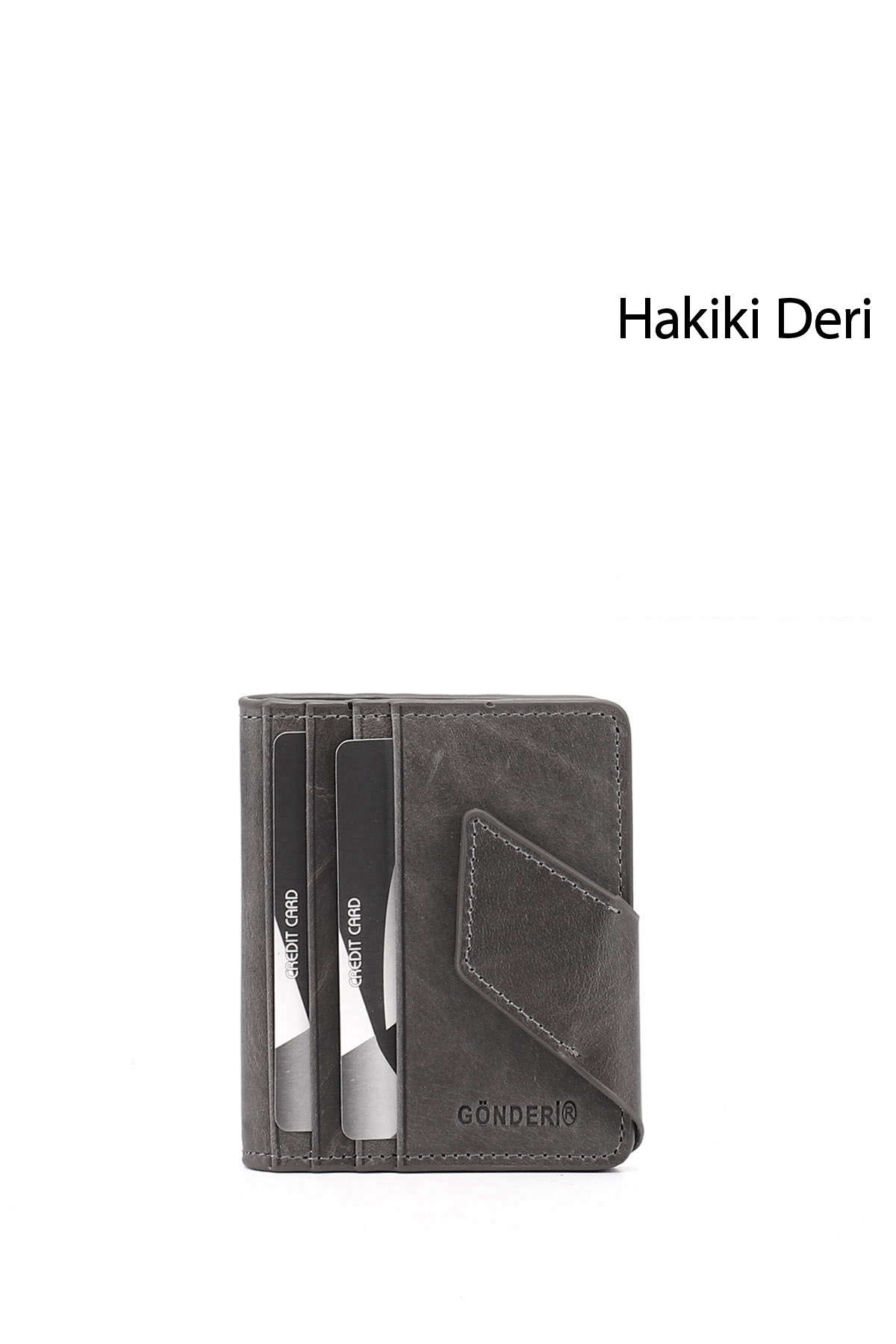 GÖNDERİ(R) GRİ Hakiki Deri Unisex Kartlık
