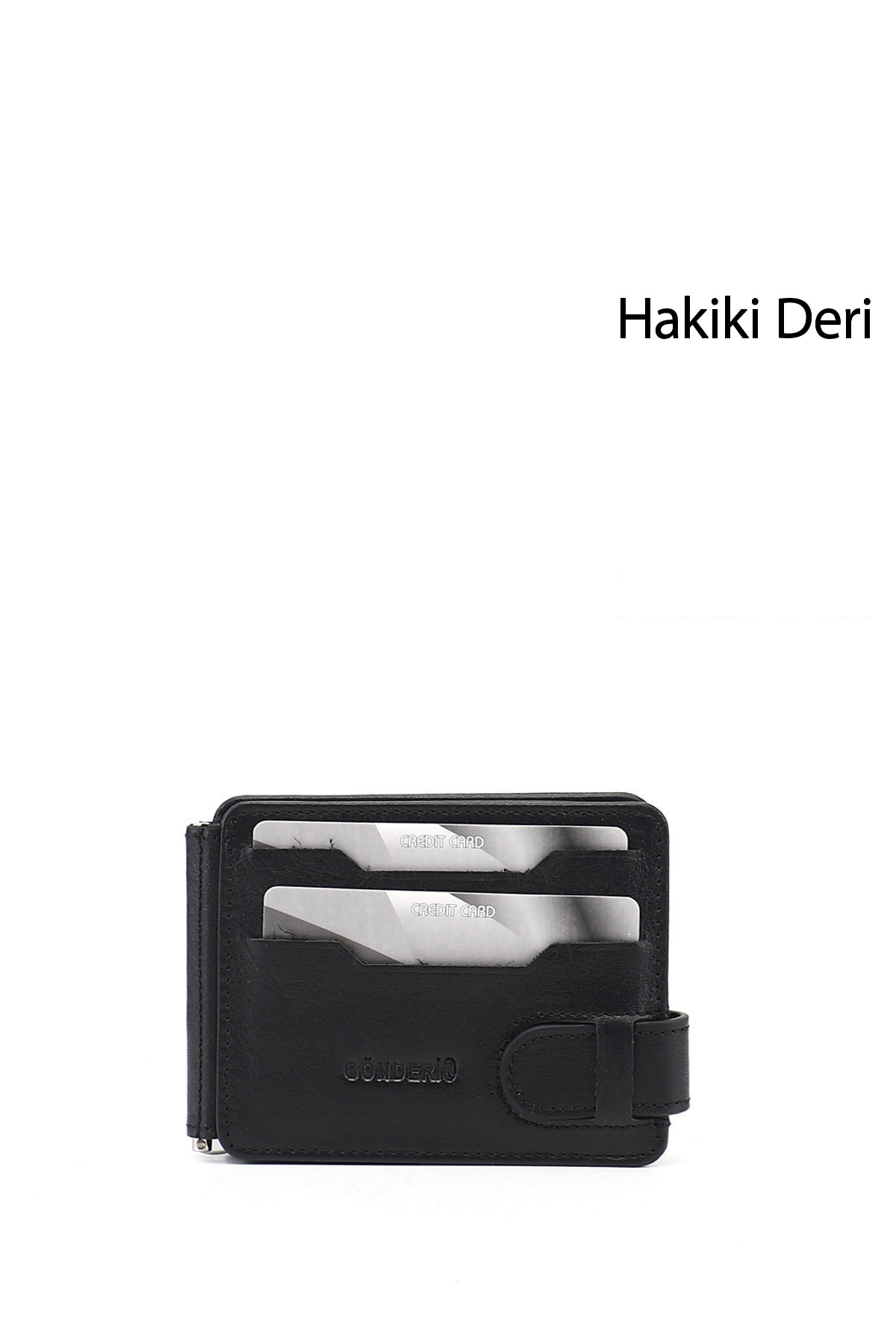 GÖNDERİ(R) SİYAH Hakiki Deri Unisex Kartlık