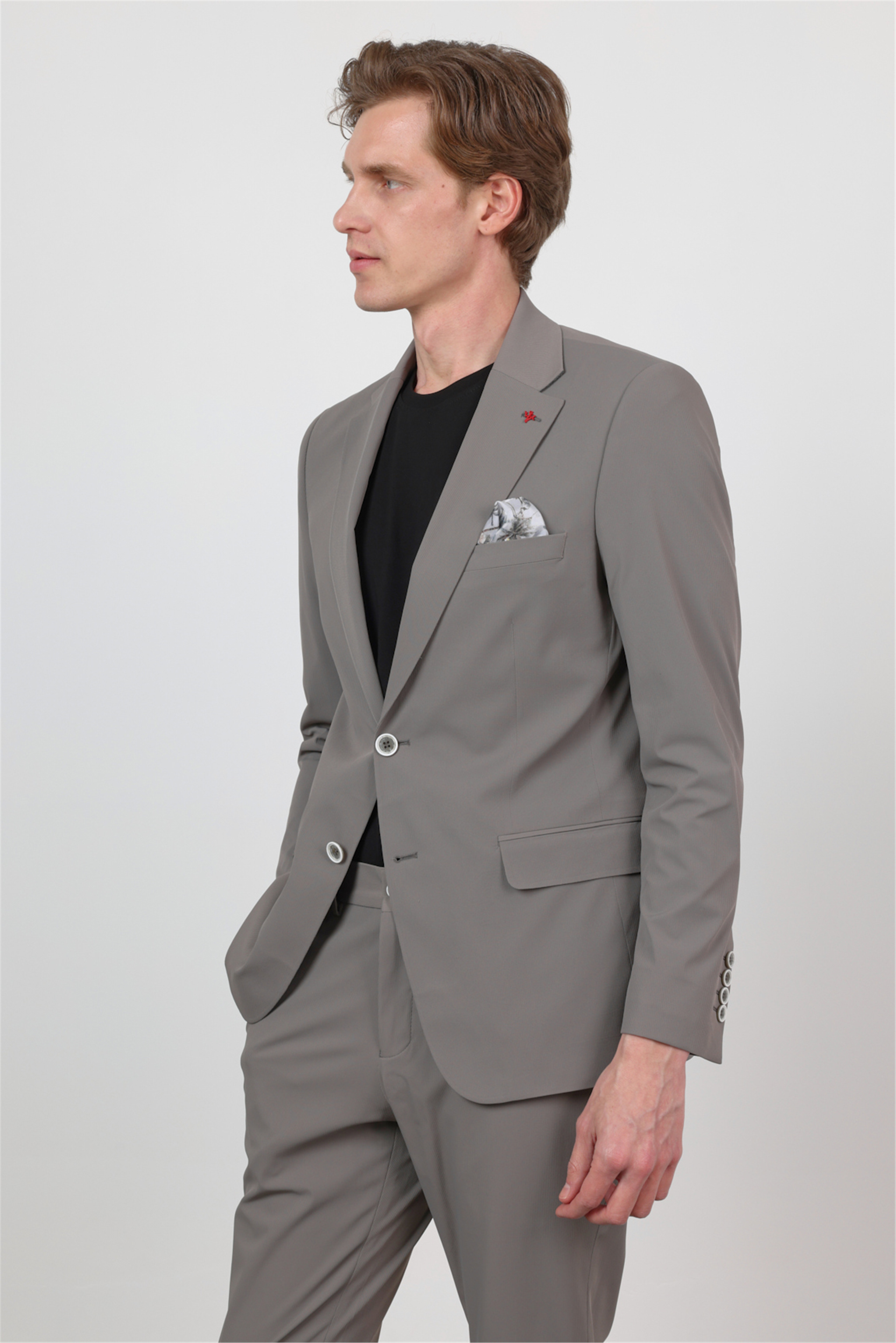 İMZA Kendinden Desenli Mono Yaka 6 Drop Slim Fit Takım Elbise 1001260162 görsel 3