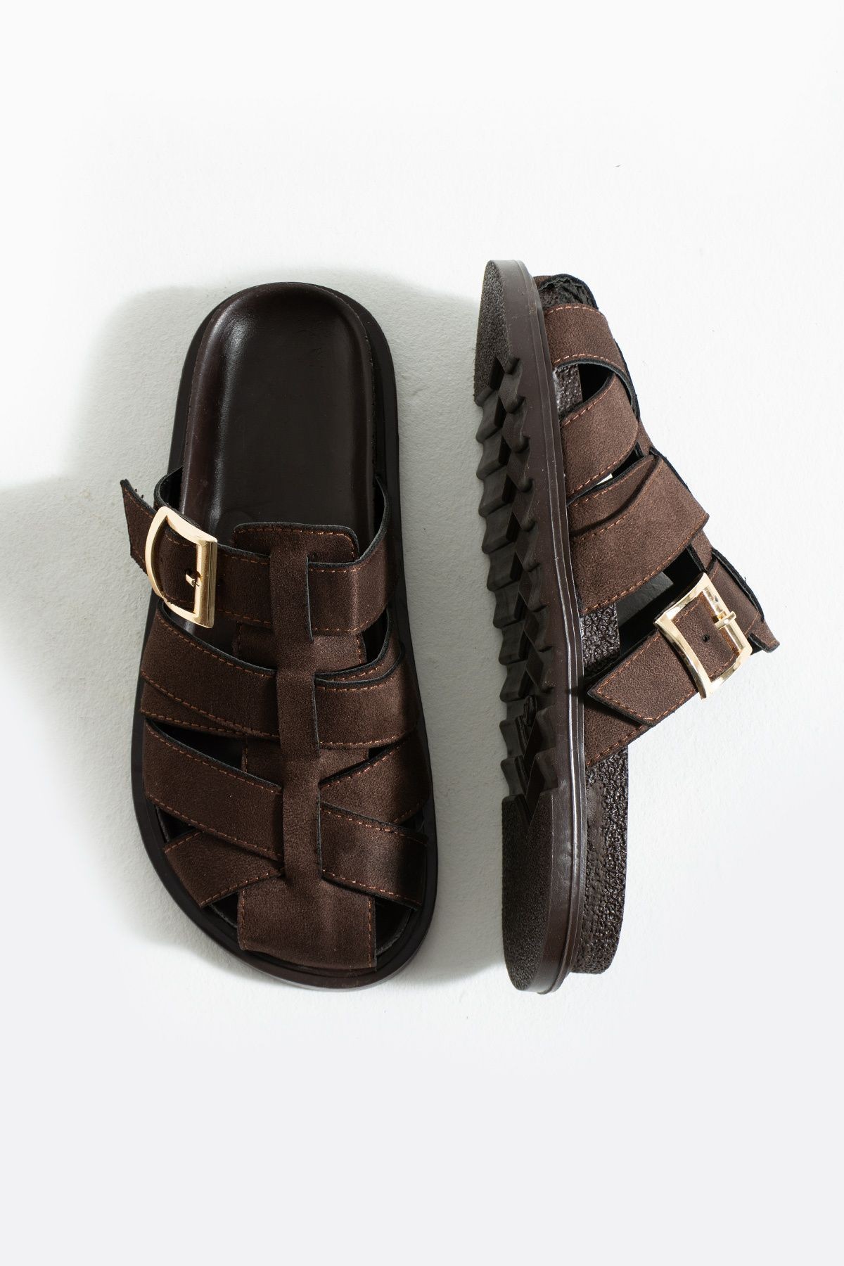 DUXAL SHOES Julia Kadın Kahverengi Tokalı Detaylı Terlik Sandalet görsel 2