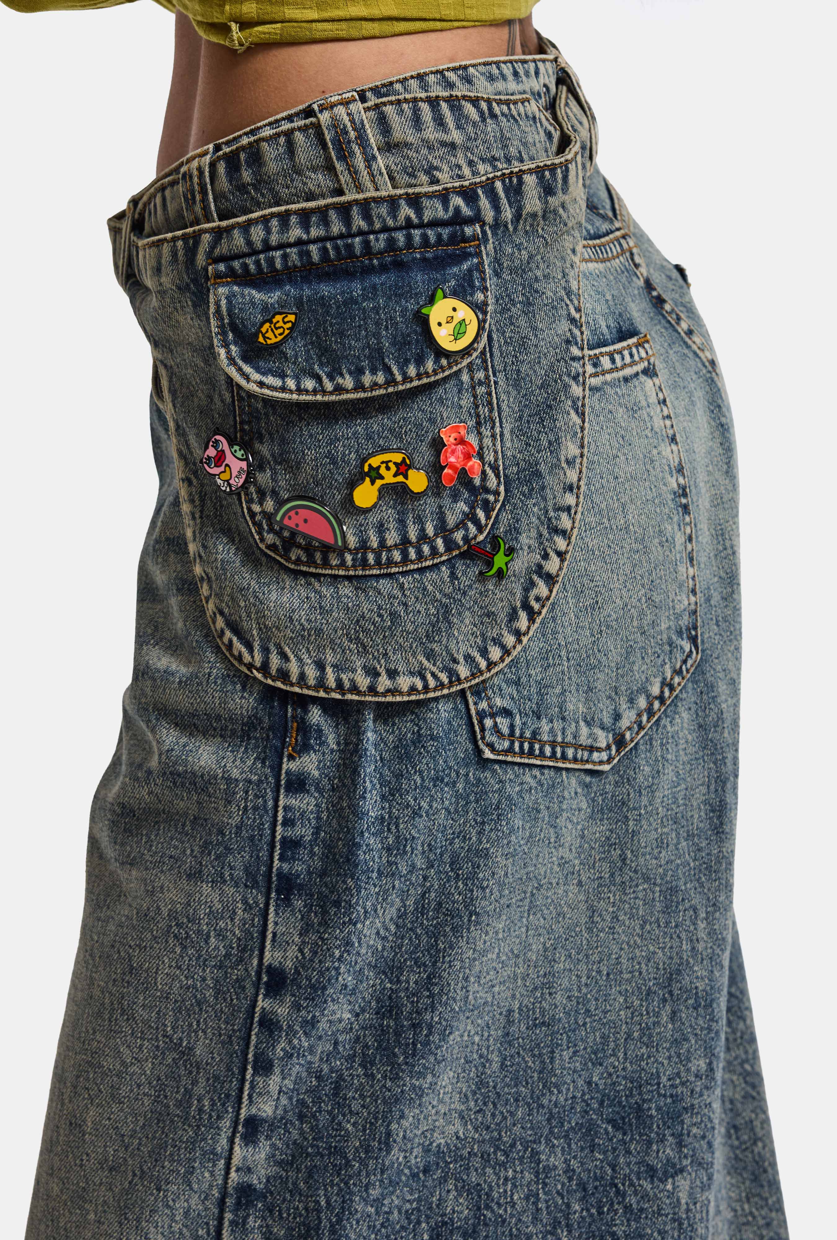 It's Basic Kadın Jean Renk 4w6-31 Baggy Bermuda Icon Detaylı Tasarım Şortolon görsel 5