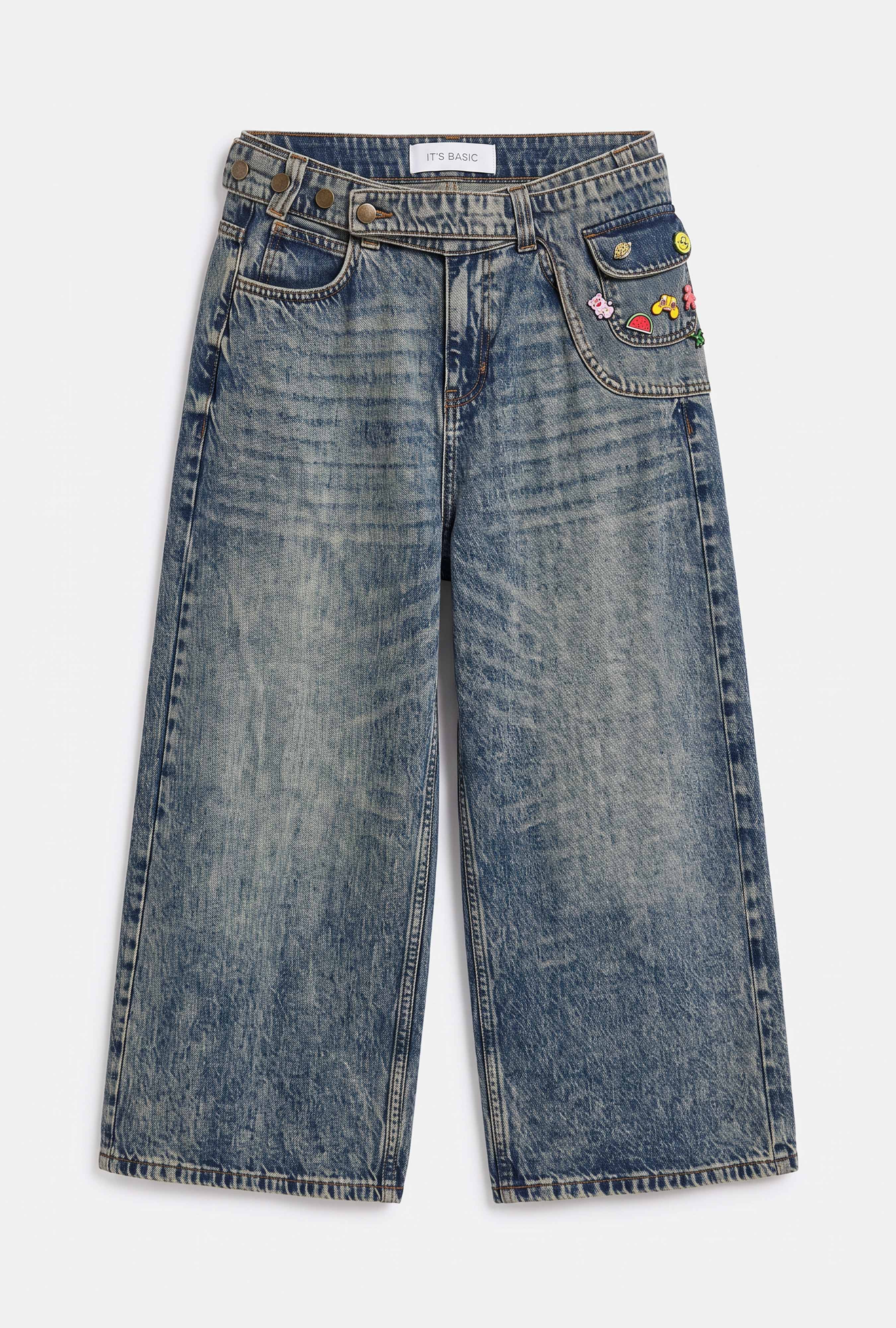 It's Basic Kadın Jean Renk 4w6-31 Baggy Bermuda Icon Detaylı Tasarım Şortolon görsel 7