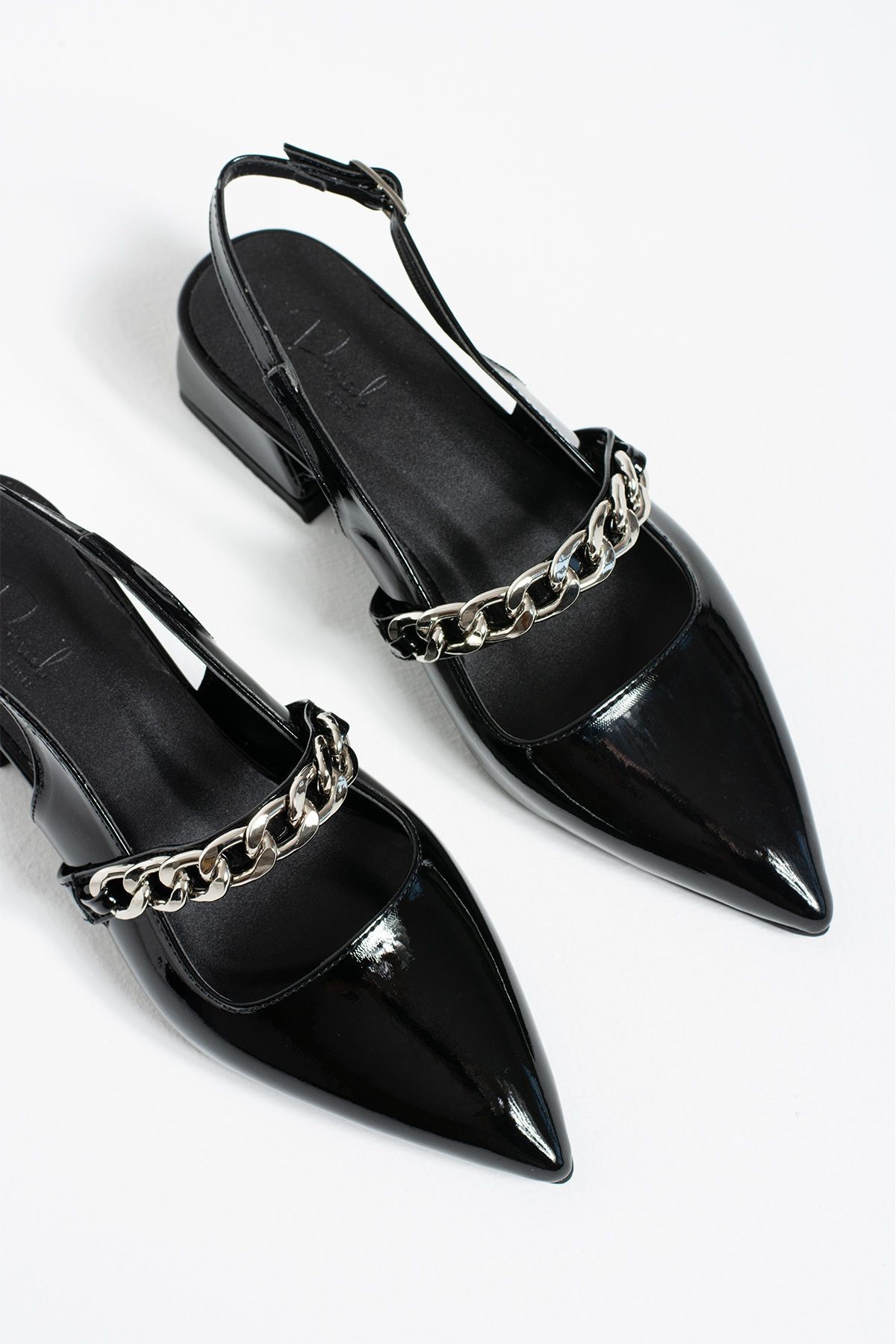 DUXAL SHOES Violet Kısa Topuk Zincir Detaylı Klasik Topuklu Ayakkabı - Babet görsel 3