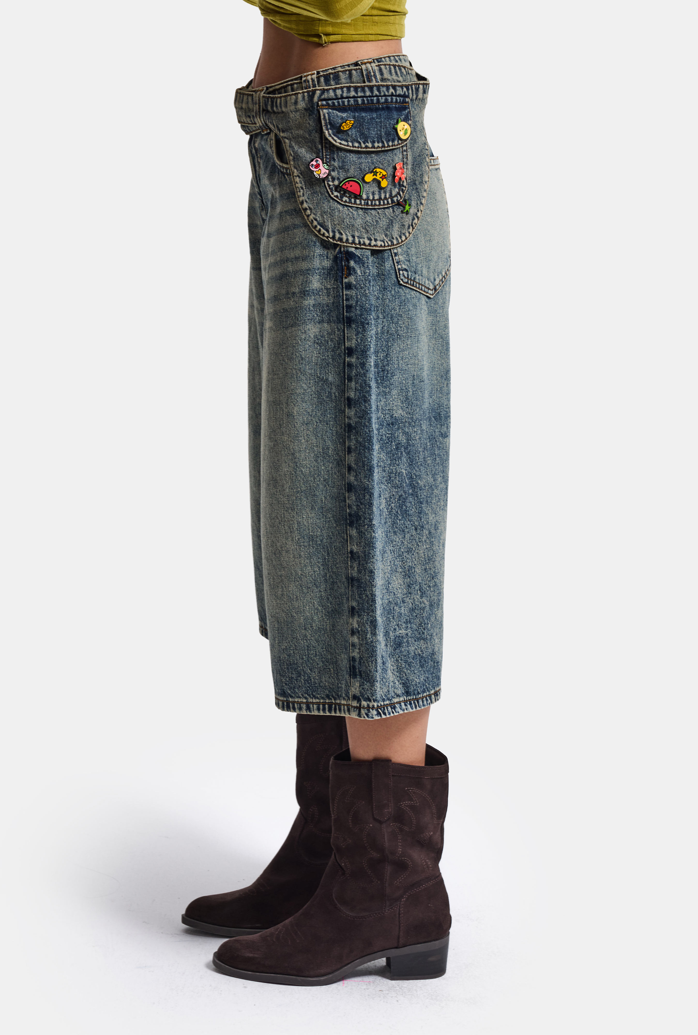 It's Basic Kadın Jean Renk 4w6-31 Baggy Bermuda Icon Detaylı Tasarım Şortolon görsel 8