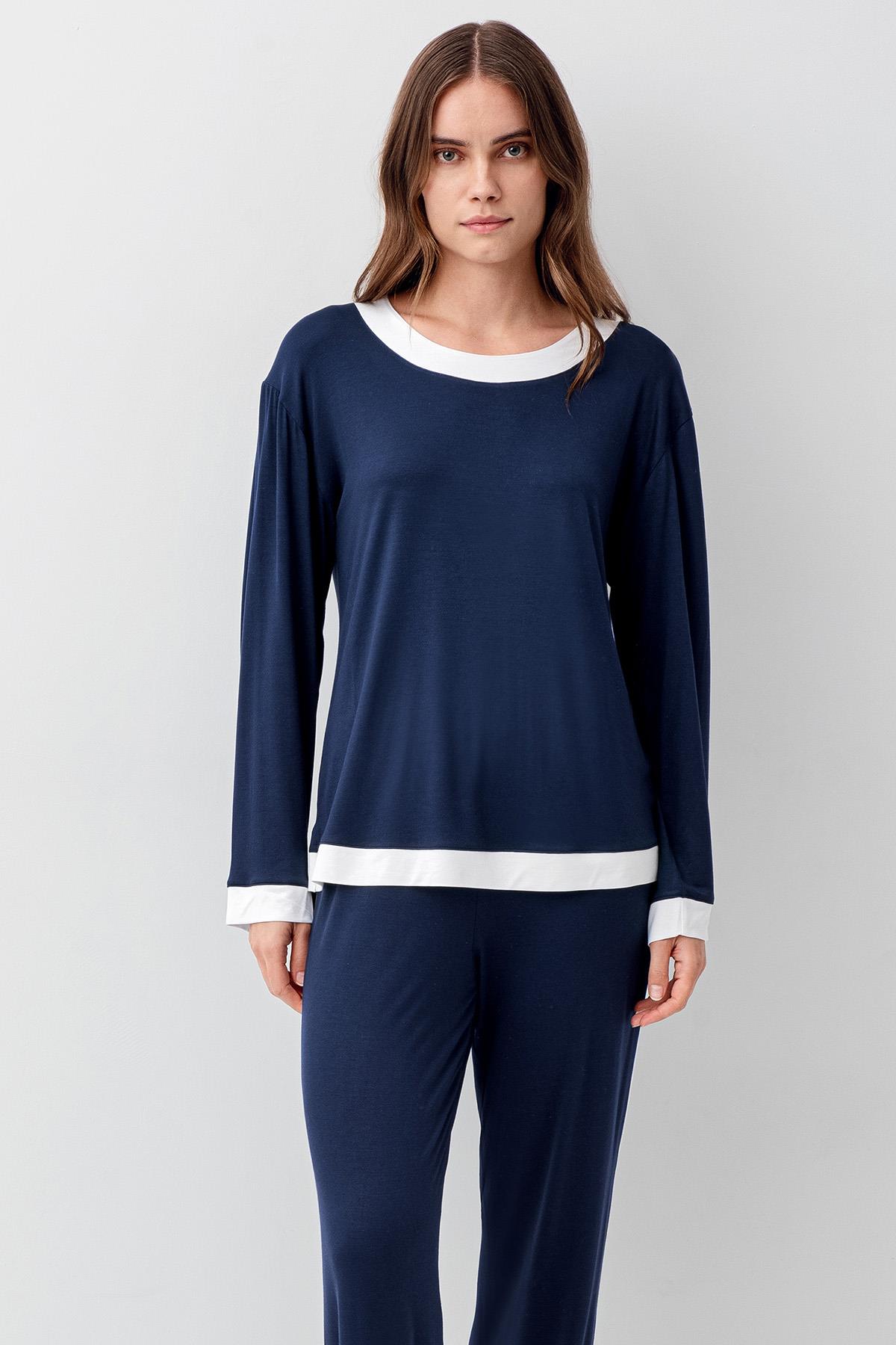 Artış Uzun Kollu Basic Esnek Elastanlı Viskoz Soft Pijama Takım 18209 görsel 4