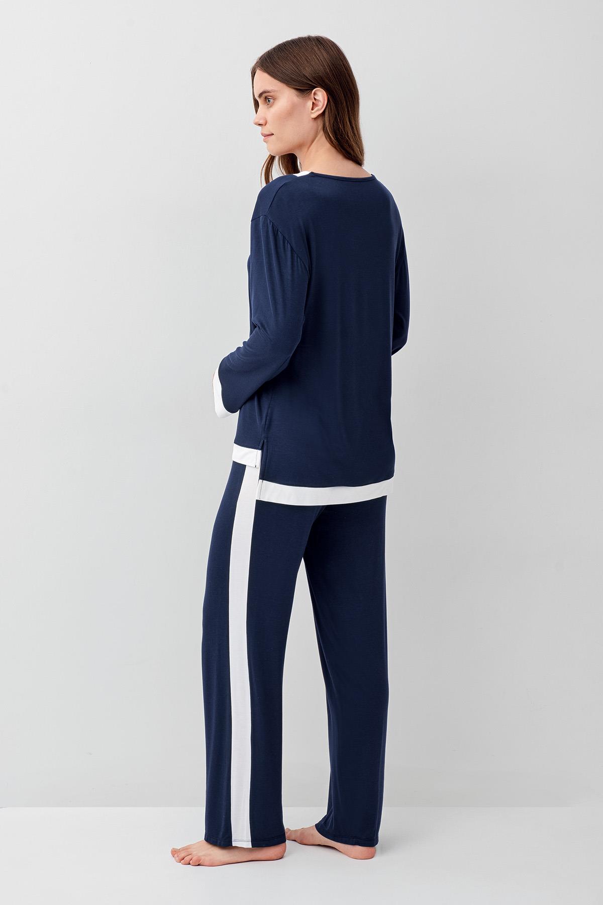 Artış Uzun Kollu Basic Esnek Elastanlı Viskoz Soft Pijama Takım 18209 görsel 5