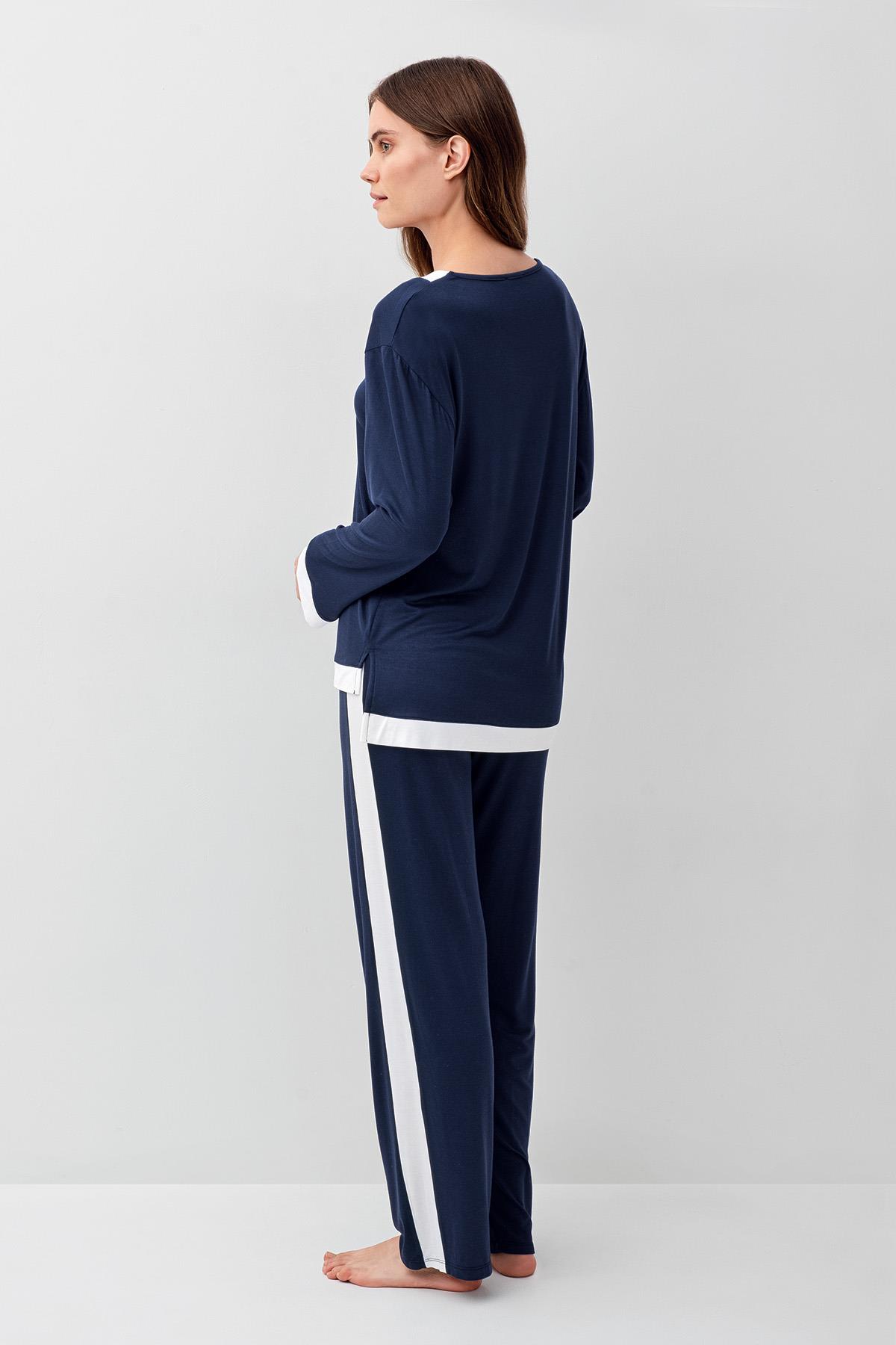 Artış Uzun Kollu Basic Esnek Elastanlı Viskoz Soft Pijama Takım 18209 görsel 6