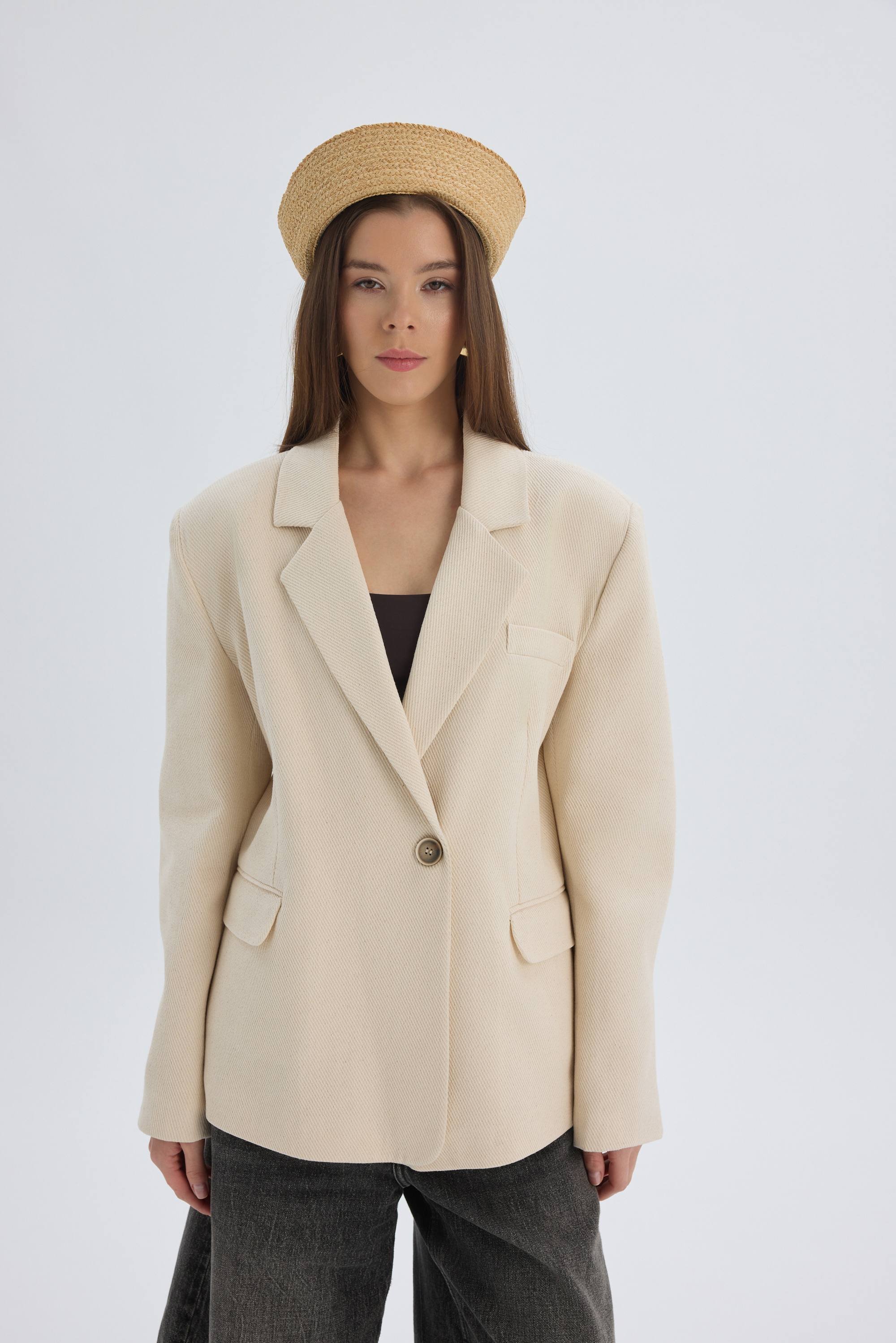 Mai Collection Nest Pile Detay Bej Blazer