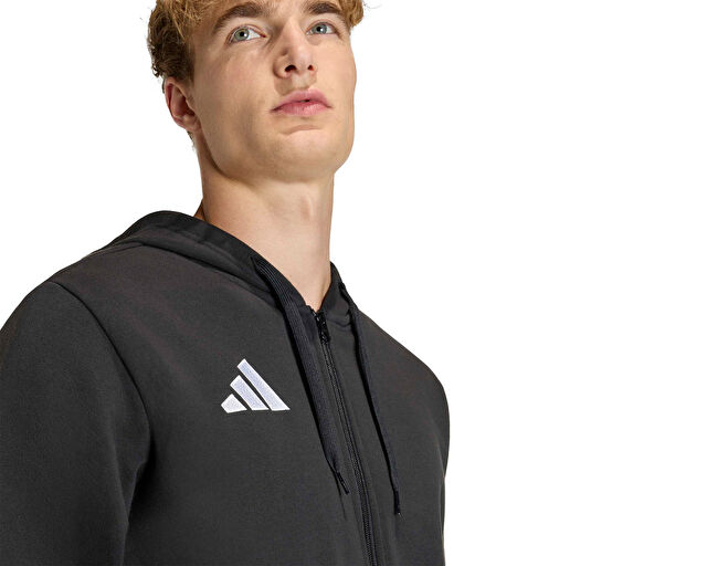 Adidas Ent26 Fz Hood Erkek Futbol Kamp Fermuarlı Sweatshirt KF5945 Siyah görsel 3