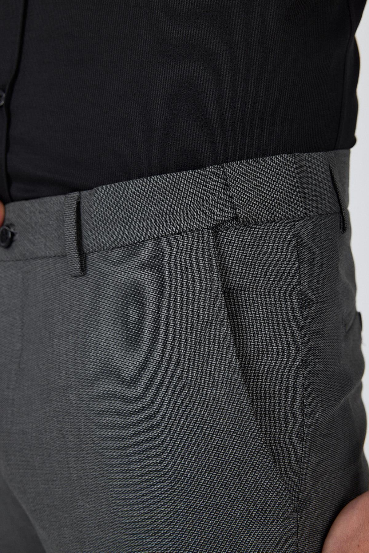 İMZA Siyah Filafil Yan Cep Açık Paça Slim Fit Ayarlanabilir Kemer Pantolon 1003250123 görsel 2