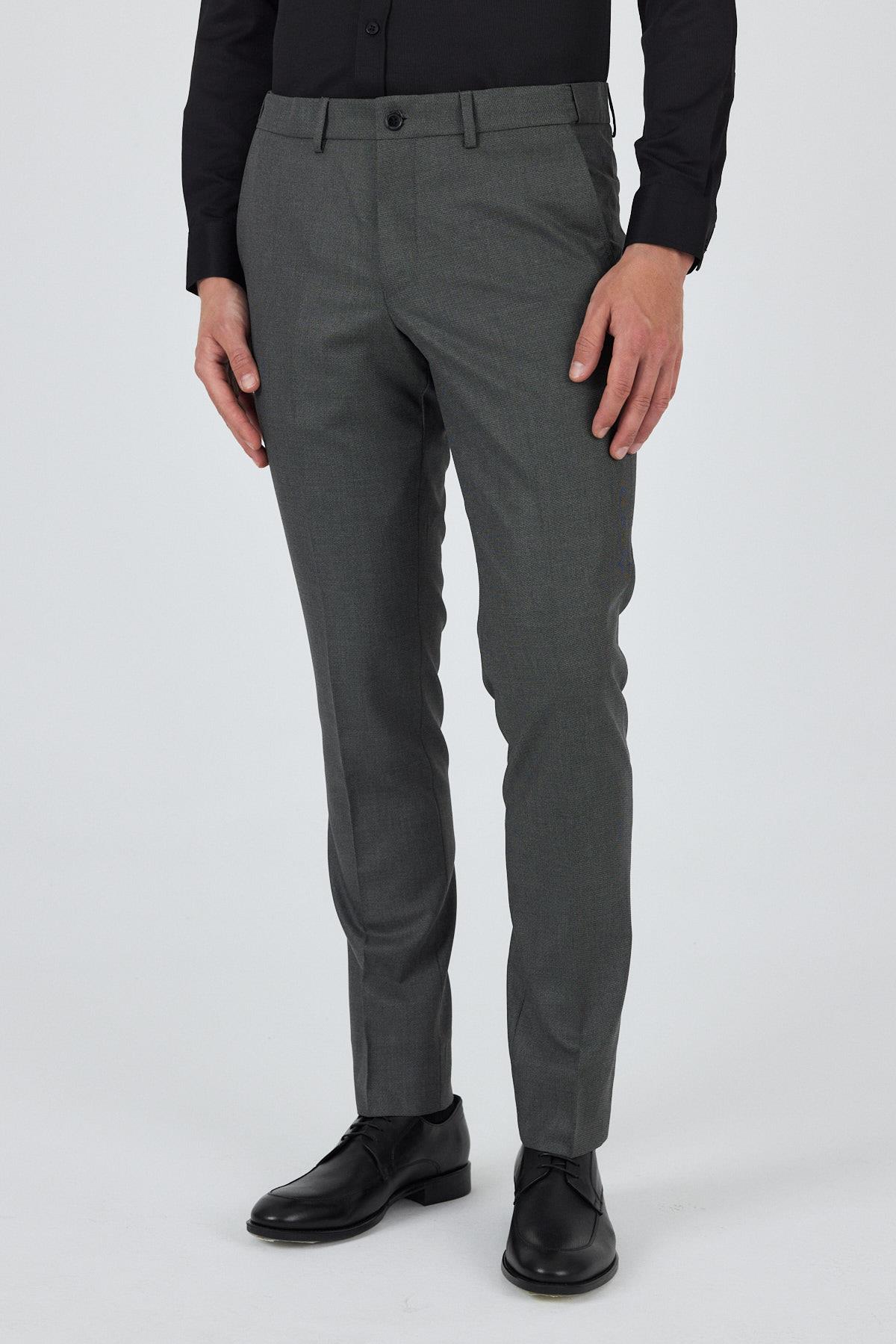 İMZA Siyah Filafil Yan Cep Açık Paça Slim Fit Ayarlanabilir Kemer Pantolon 1003250123 görsel 4