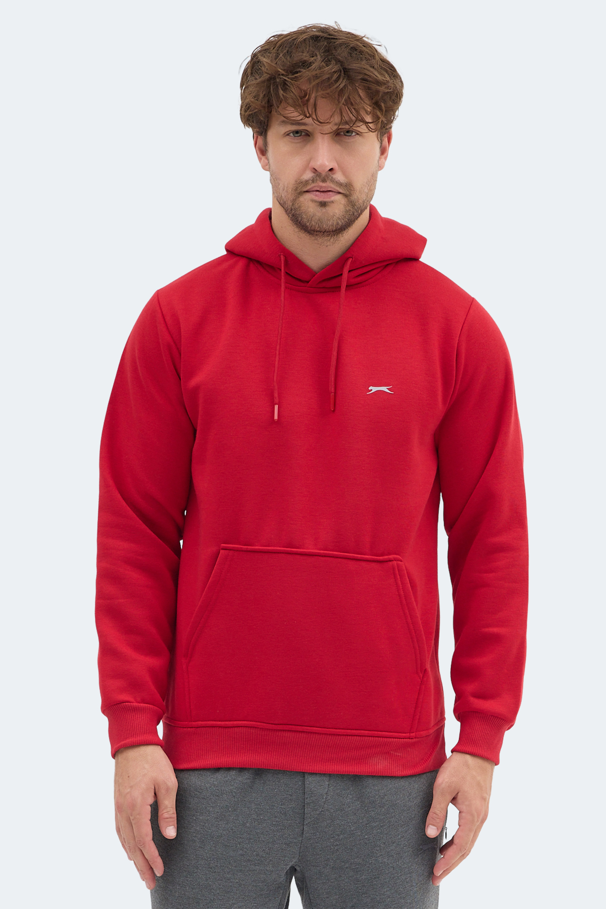 SLAZENGER MOONLIGHT I Erkek Kapüşonlu Kırmızı Sweatshirt