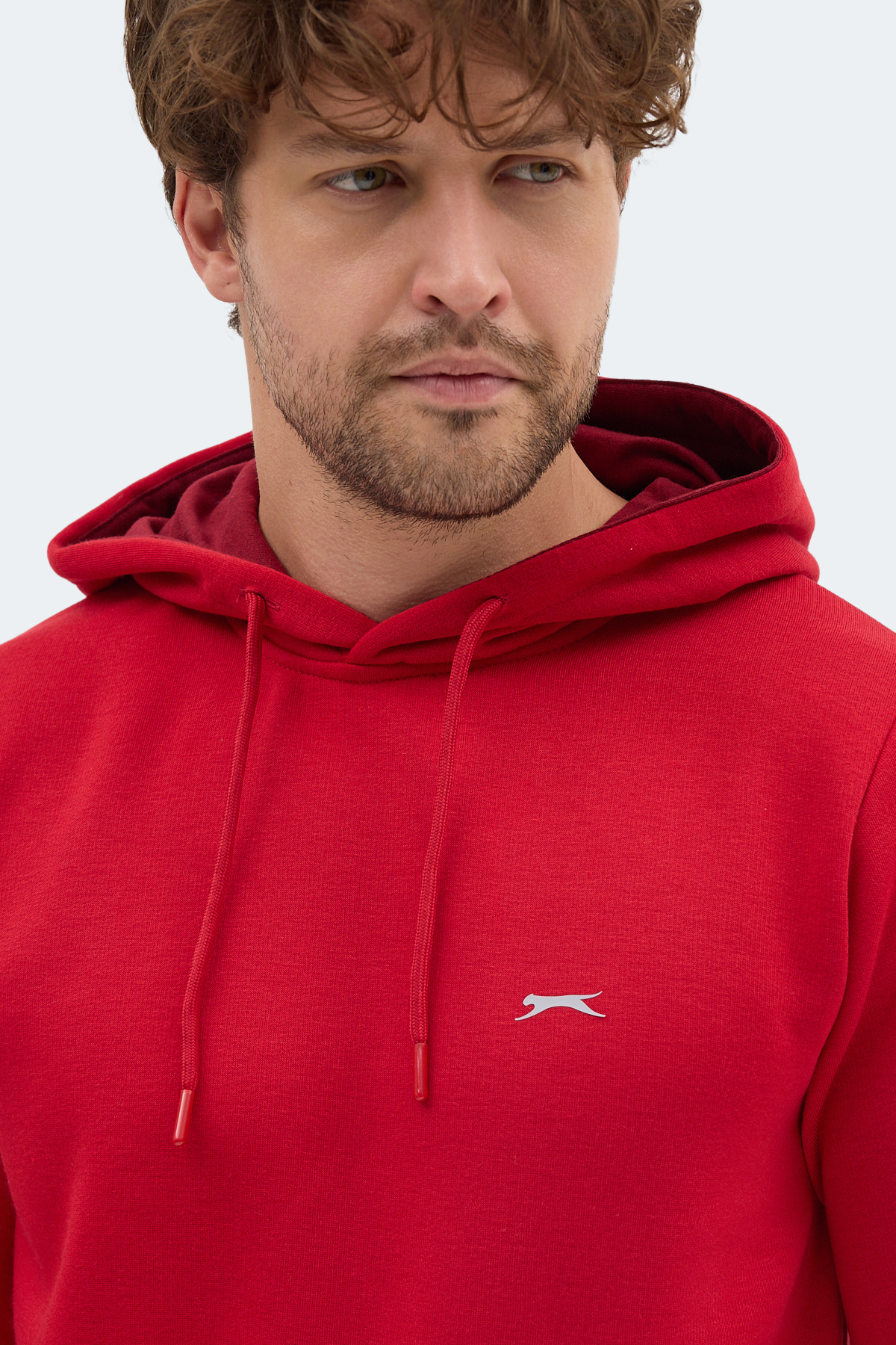 SLAZENGER MOONLIGHT I Erkek Kapüşonlu Kırmızı Sweatshirt görsel 2