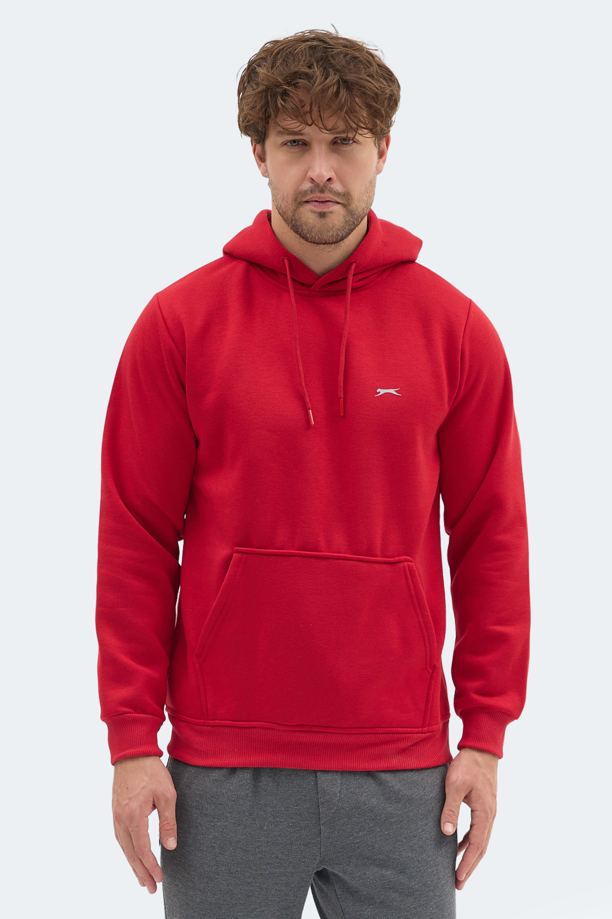 SLAZENGER MOONLIGHT I Erkek Kapüşonlu Kırmızı Sweatshirt görsel 4