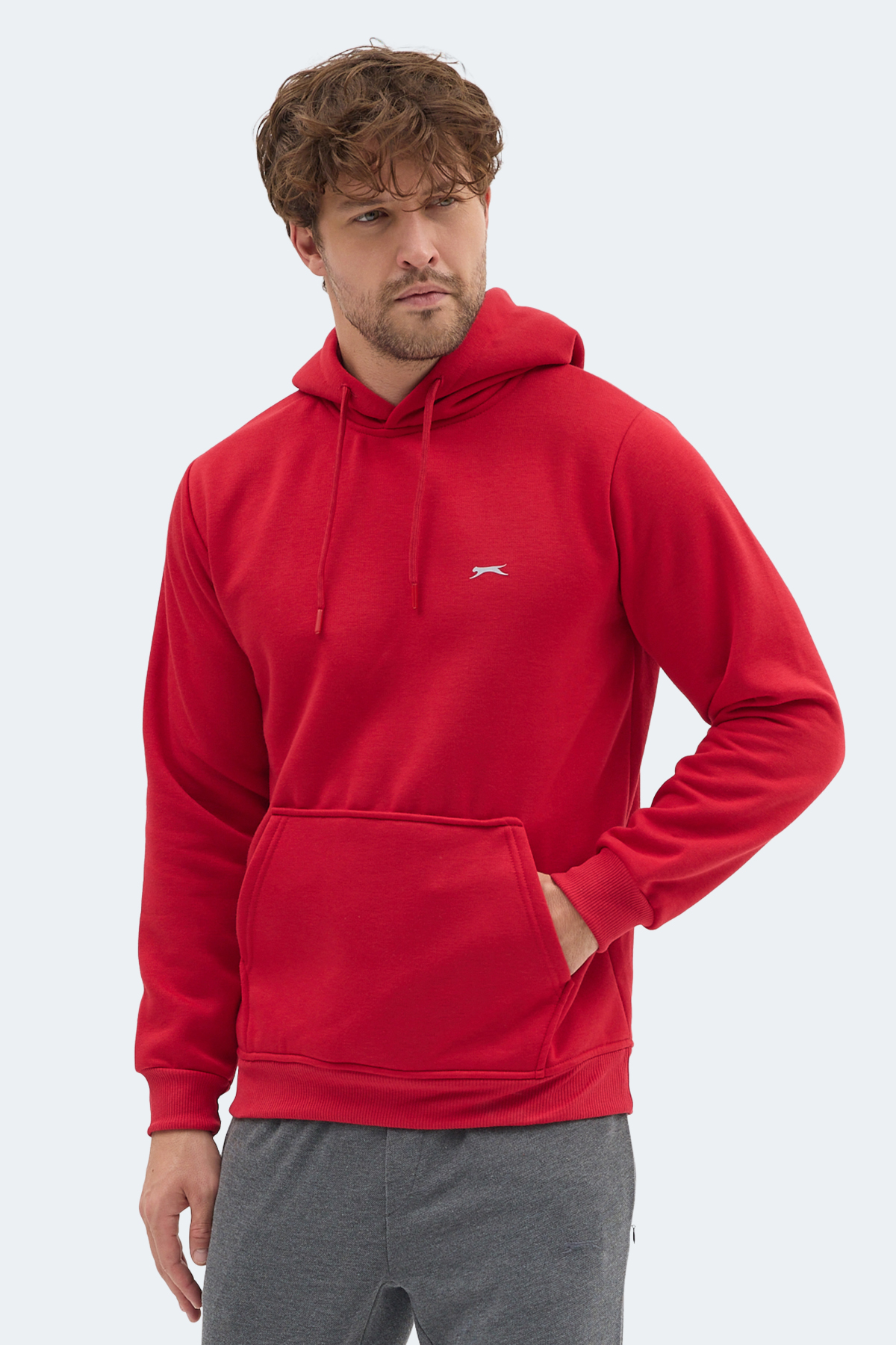SLAZENGER MOONLIGHT I Erkek Kapüşonlu Kırmızı Sweatshirt görsel 5