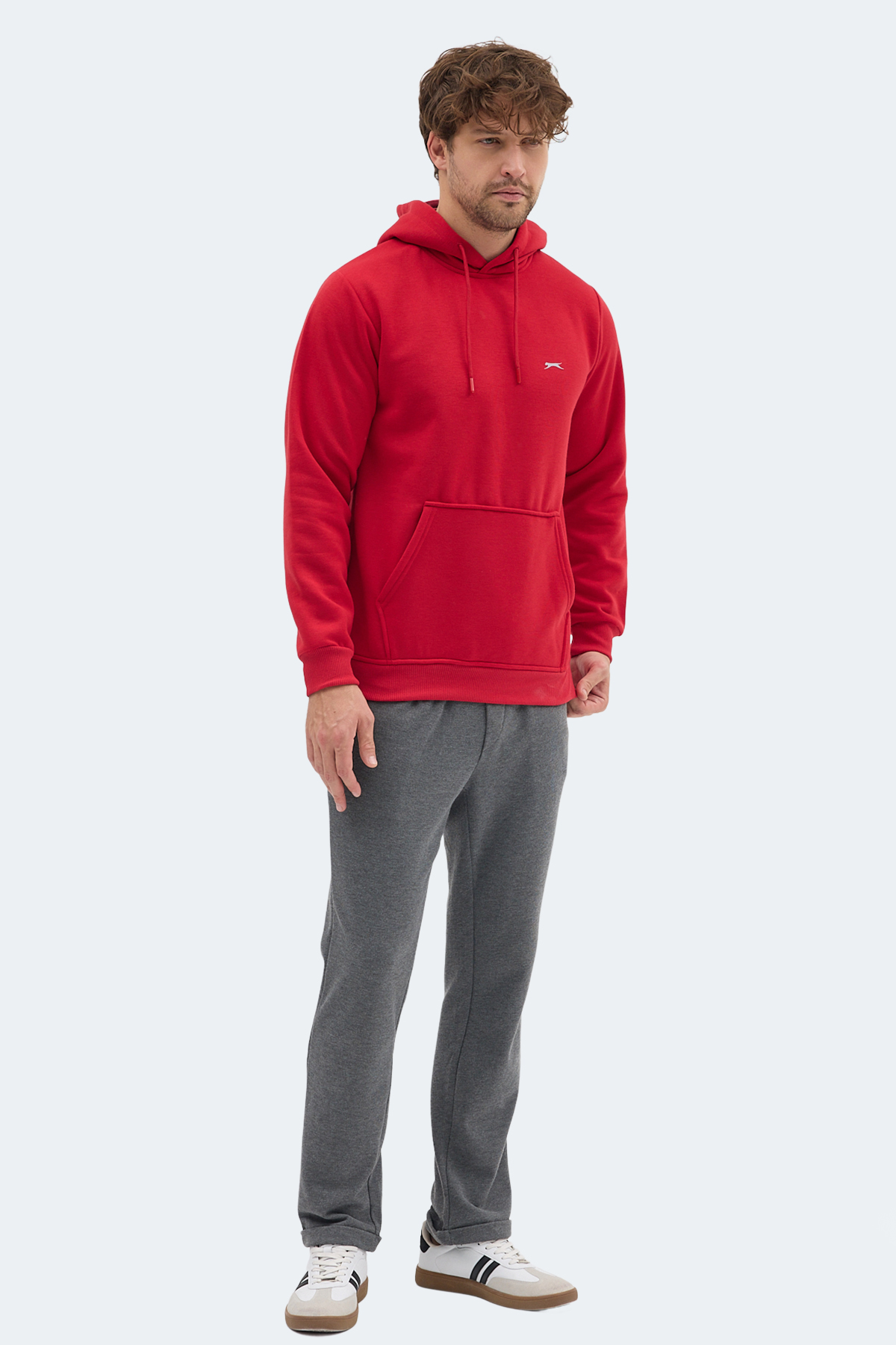 SLAZENGER MOONLIGHT I Erkek Kapüşonlu Kırmızı Sweatshirt görsel 7