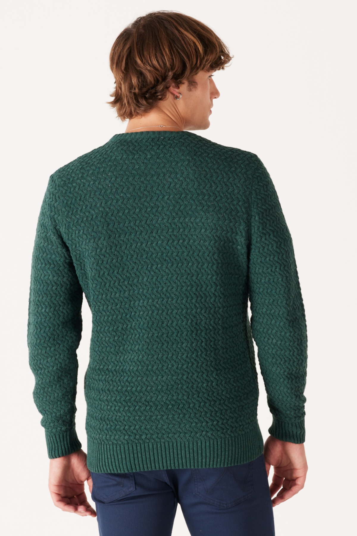 Wrangler Regular Fit Bisiklet Yaka Yeşil Triko Kazak görsel 6